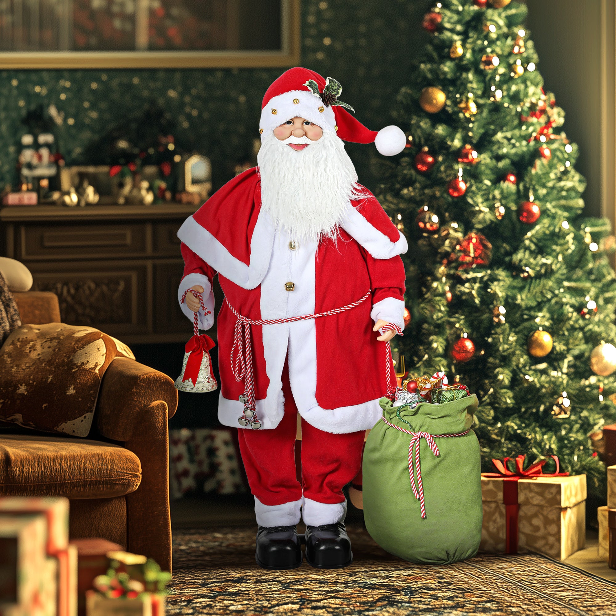 Homcom Kerstman Beweegbaar met geluidssensor - gelach & muziek - 140 cm
