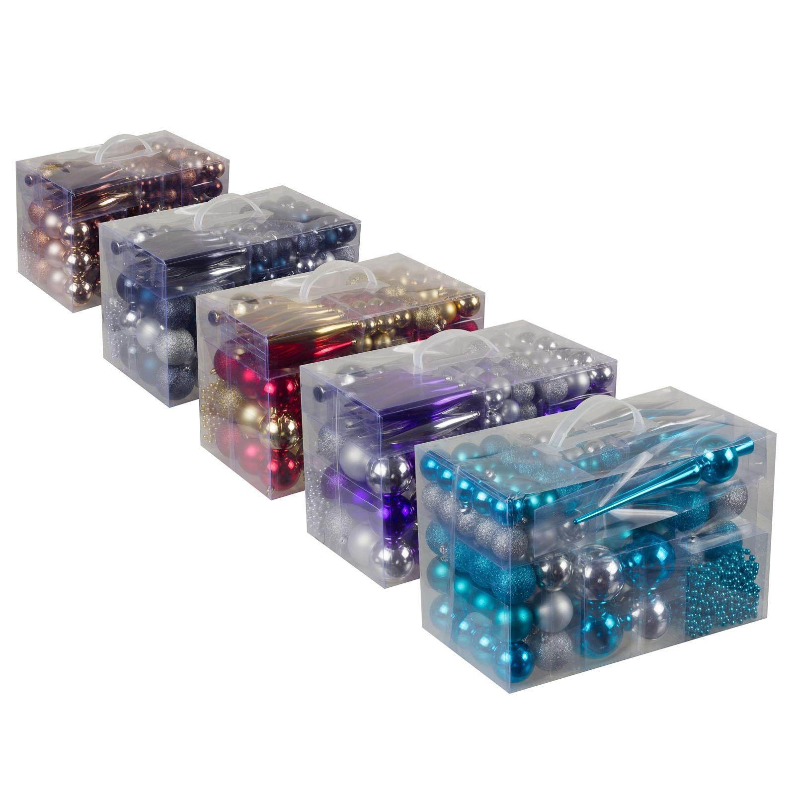 4seasonz® Kerstballen Set 130 Ballen met Piek & Slinger - Goud-Bordeaux