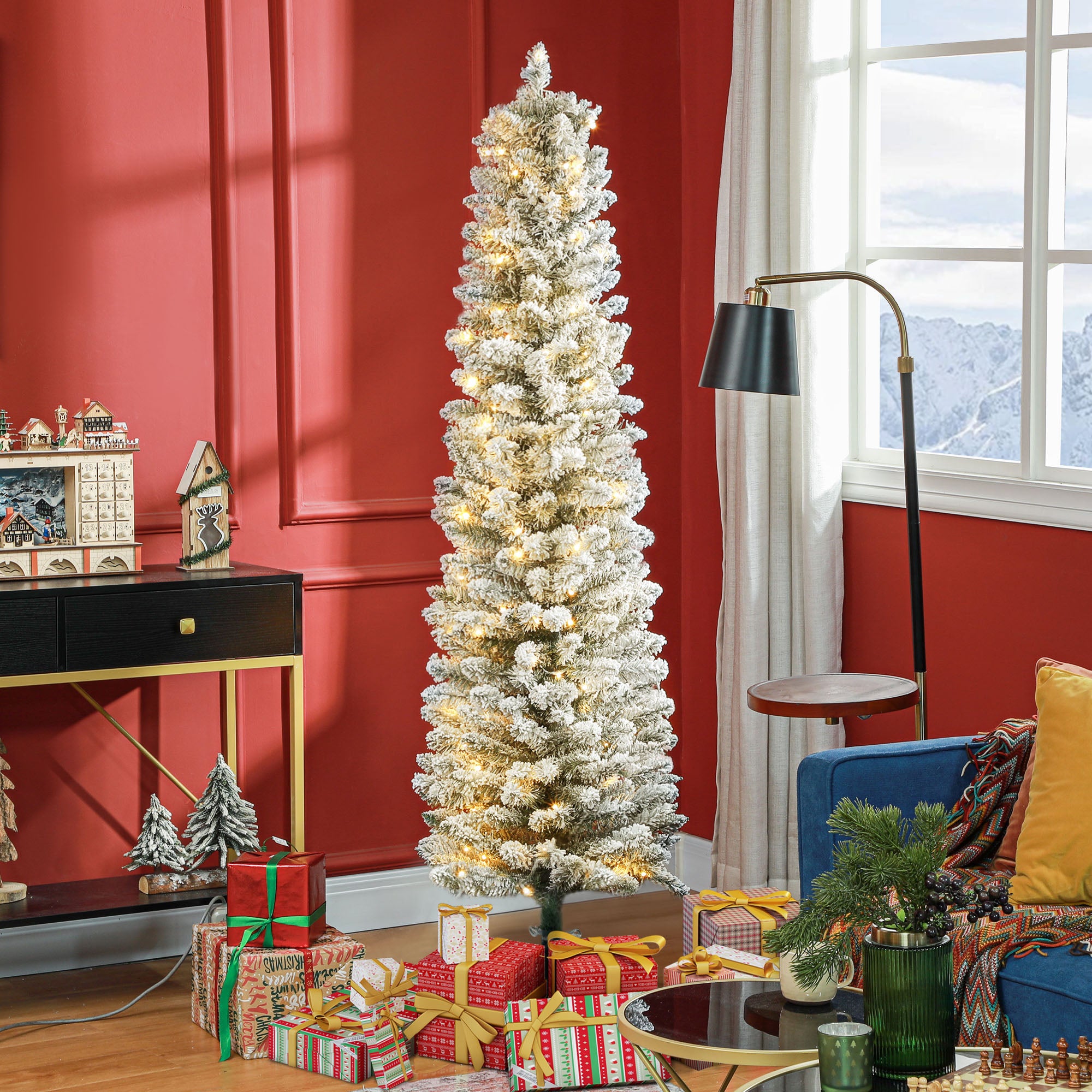 Homcom Kerstboom met Sneeuw 180 cm - LED Verlichting - Groen