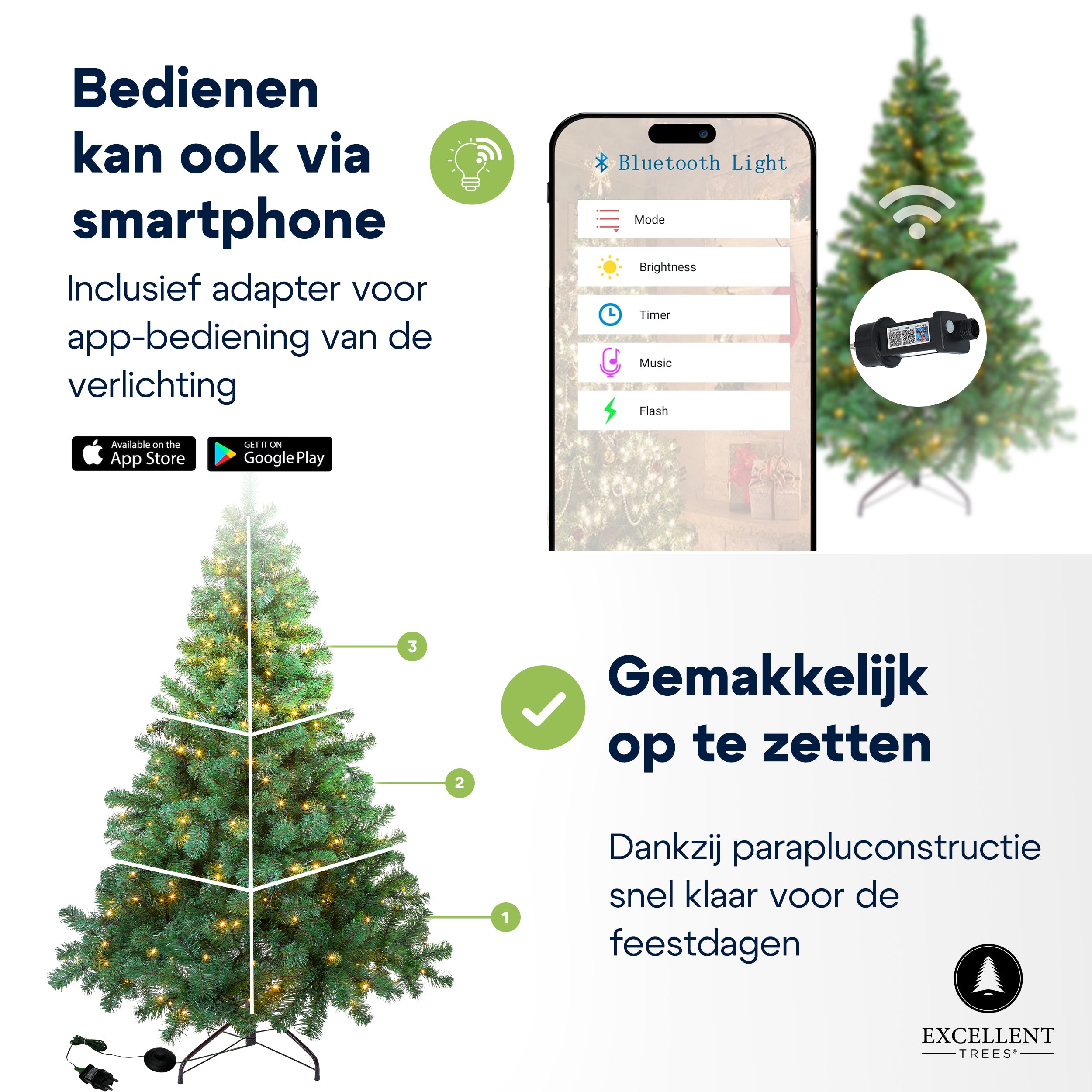 Christmas tree Excellent Trees® LED Stavanger Green 210 cm with lighting