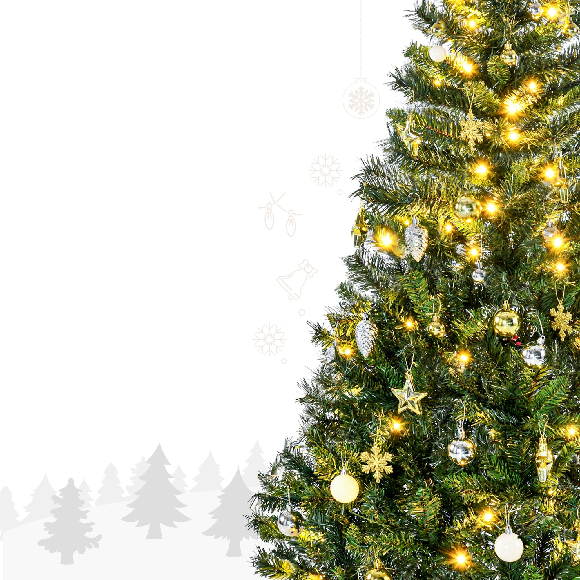 Homcom Kunstkerstboom Kant-en-Klaar met Decoratie en Verlichting 150 cm