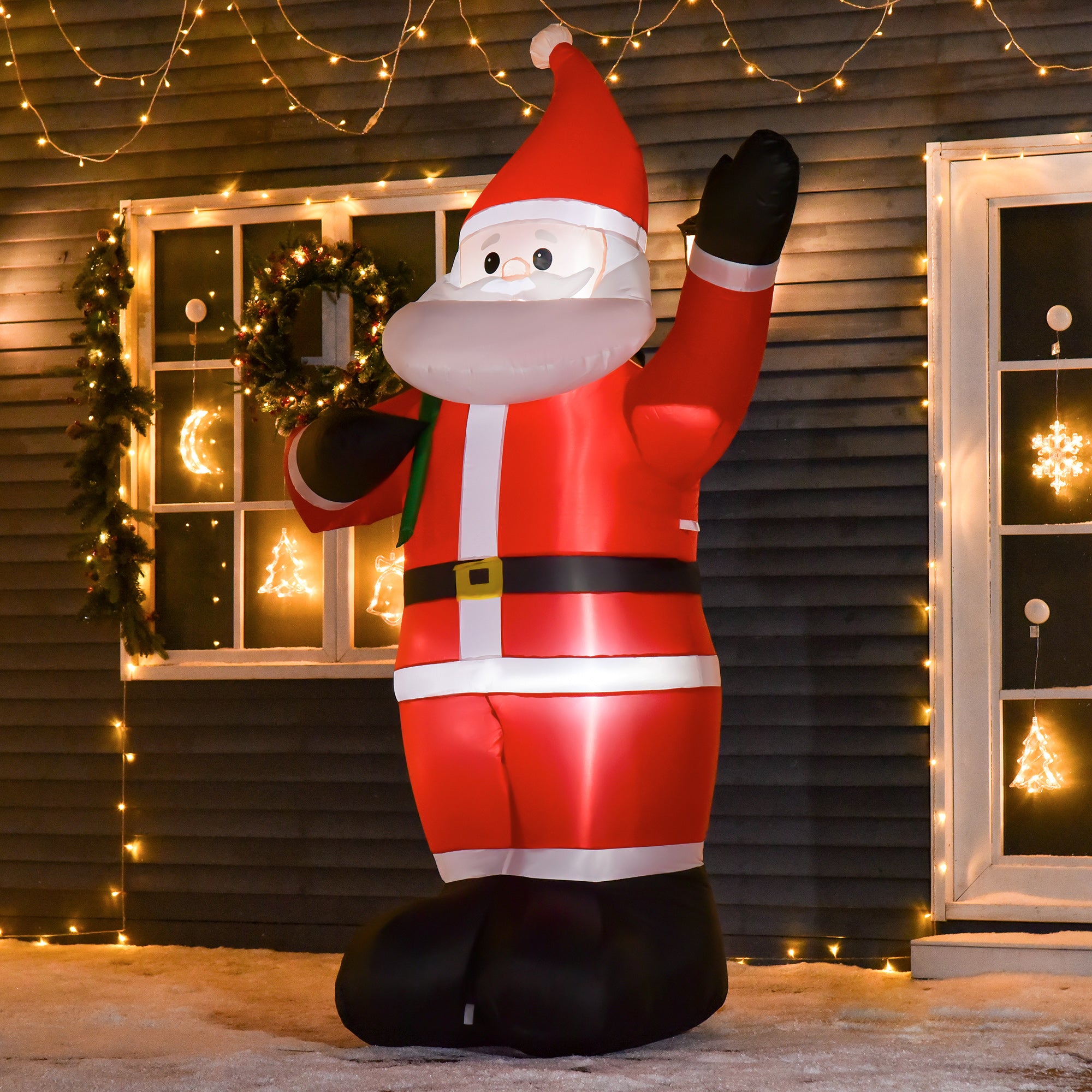 Homcom Santa Claus 240 cm hoog met LED-verlichting Opblaasbaar