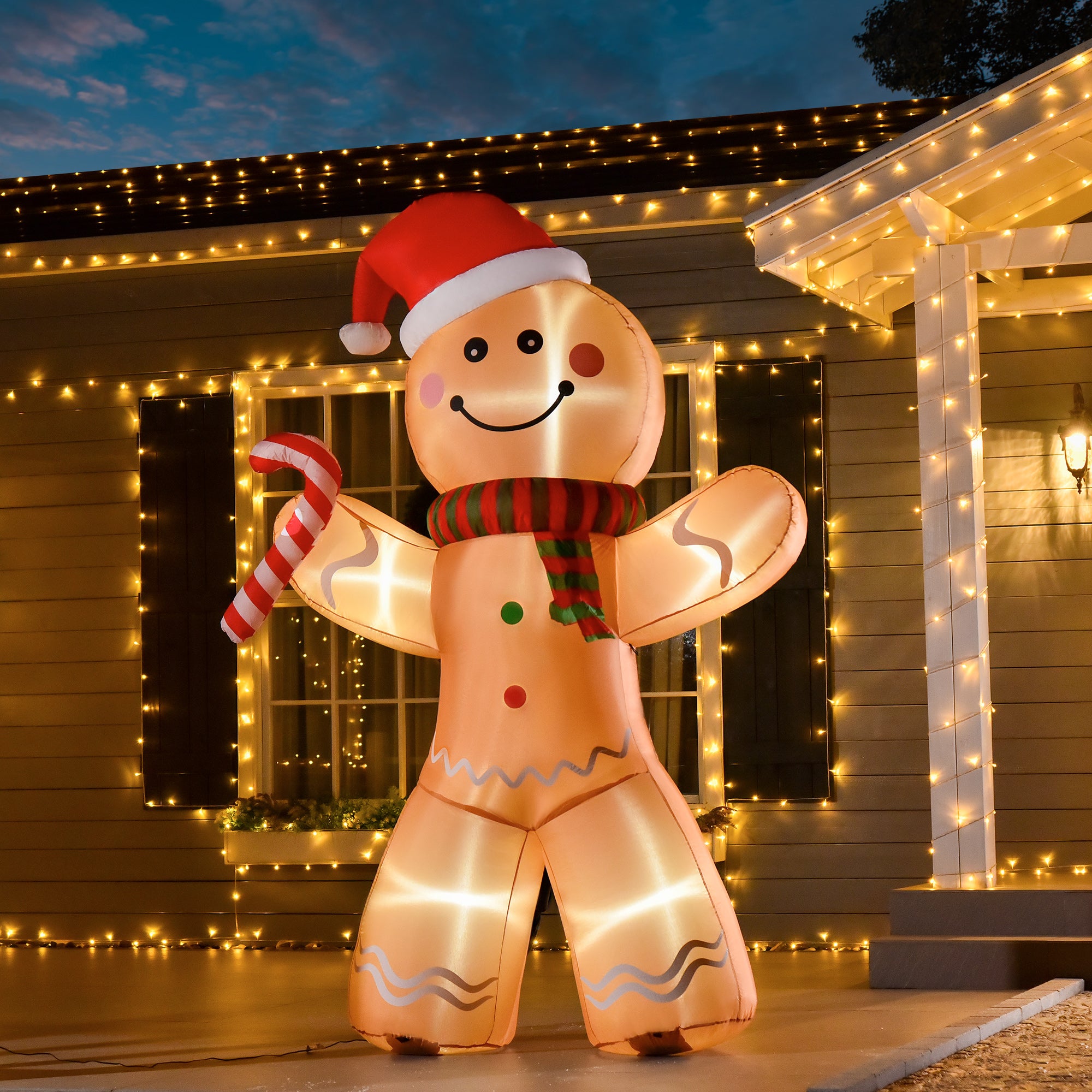Opblaasbare Kerstfiguur Opblaasbare Peperkoekman met LED licht - 240 cm