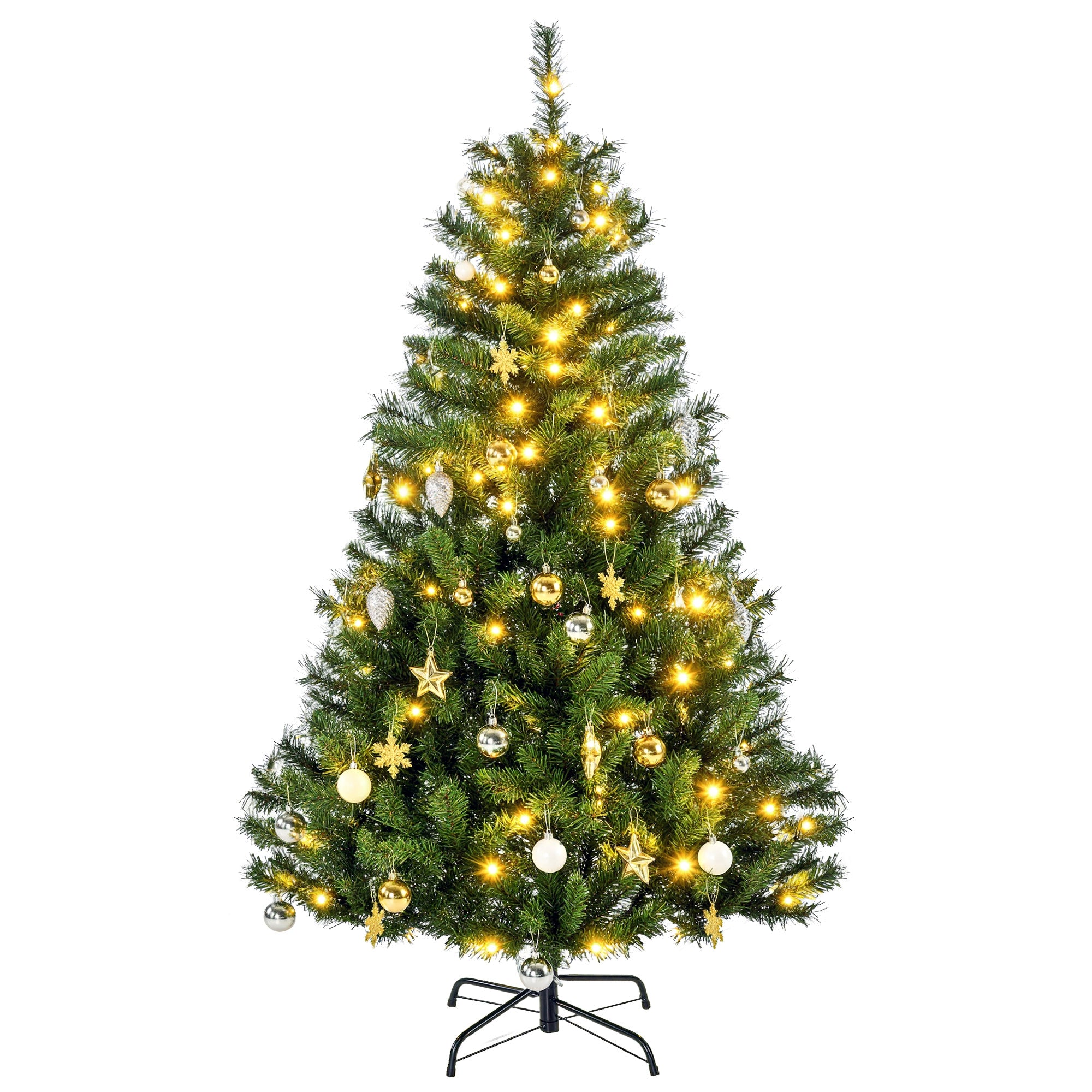 Homcom Kunstkerstboom Kant-en-Klaar met Decoratie en Verlichting 150 cm