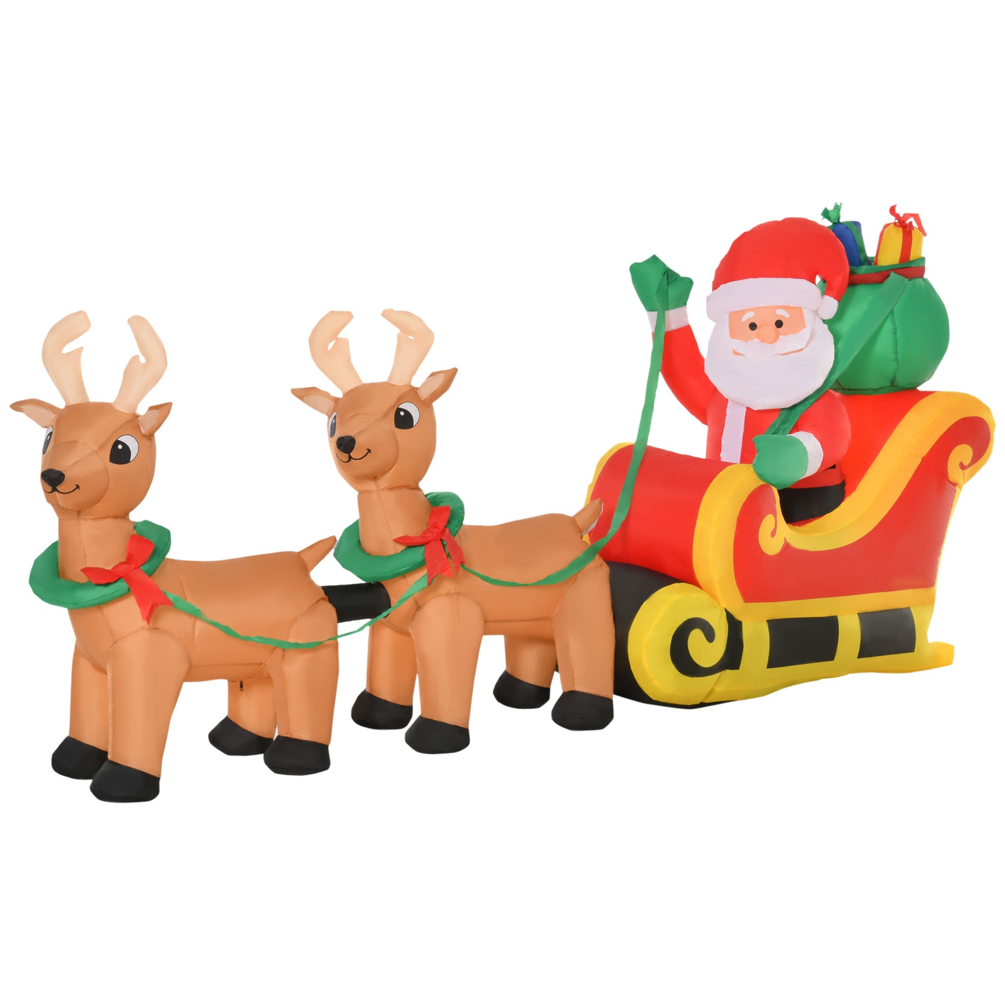 Homcom Opblaasbare Kerstman met Slee met 6 LED-lampjes - Waterdicht 240 cm
