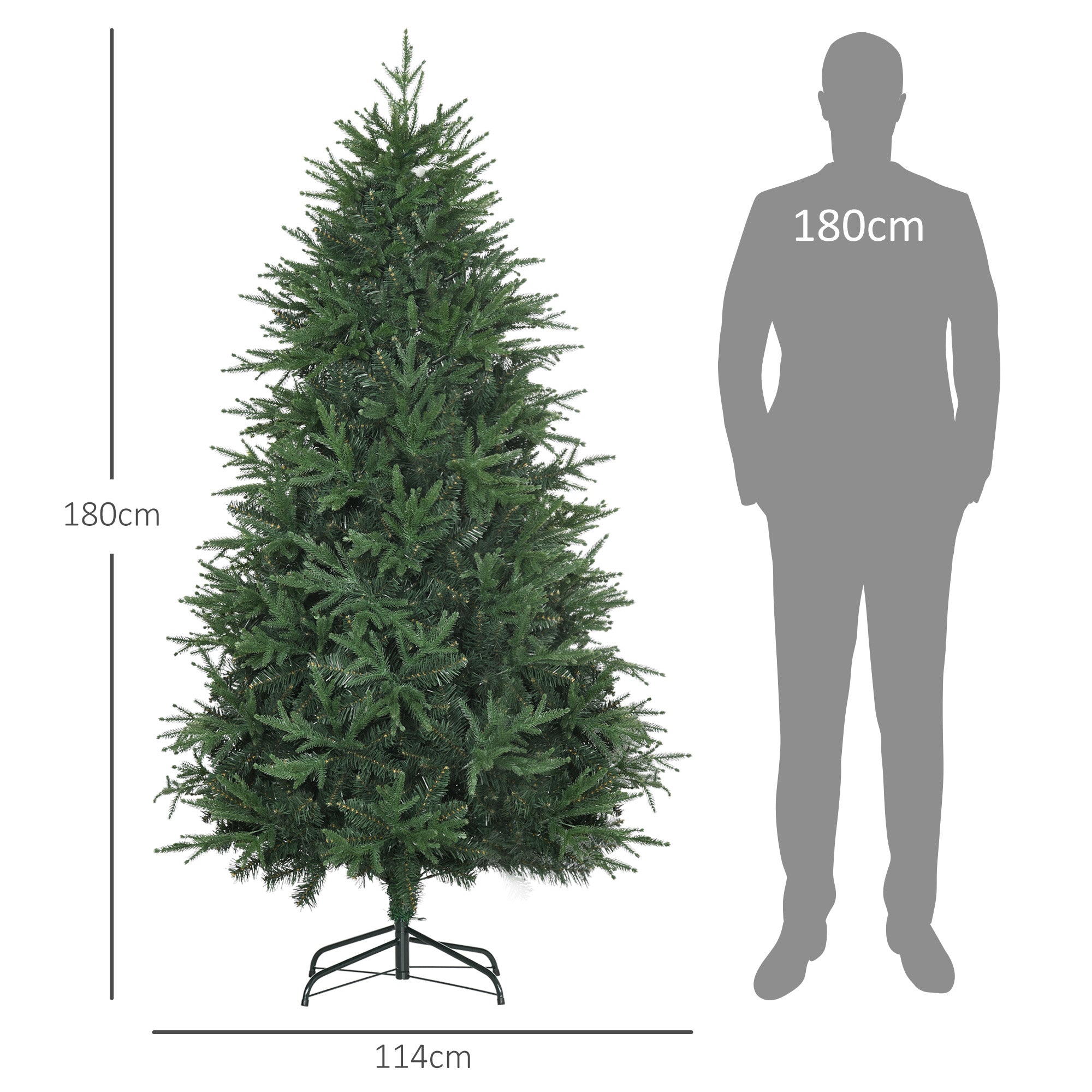 Homcom Kerstboom Realistisch Uiterlijk - Snelle Montage 114 x 180 cm - Groen