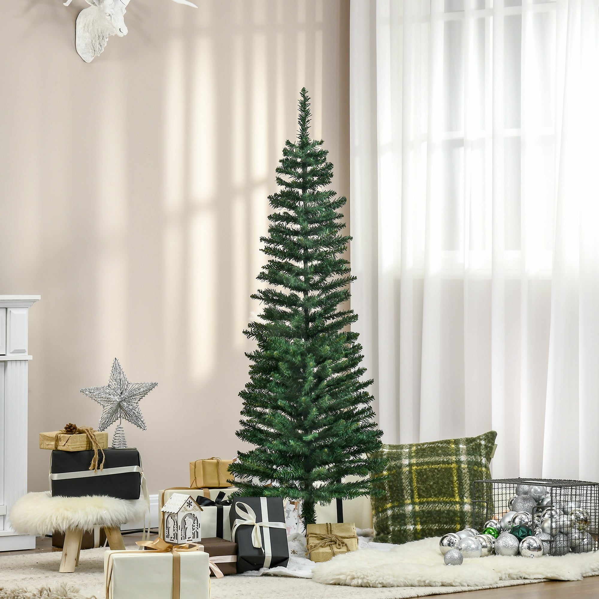 4goodz Kerstboom Kunstspar Smal met standaard 150cm - Groen