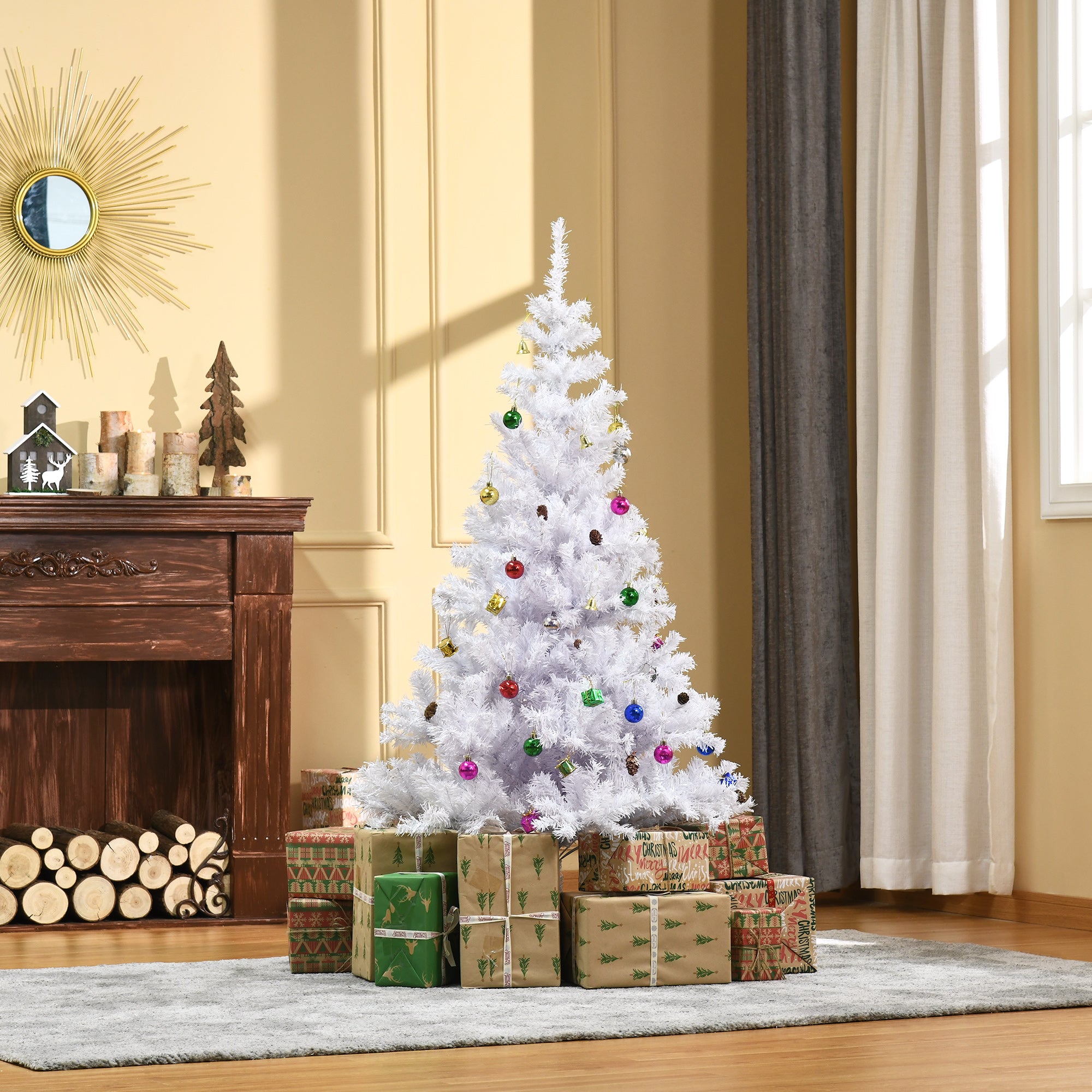 Witte Kunstkerstboom Kant-en-Klaar met decoratie Ø85cm - 150 cm - Wit