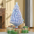 4goodz Kunstkerstboom multi-fiberoptiek met 3 kleuren LED-lampjes 120 cm - Wit/Blauw