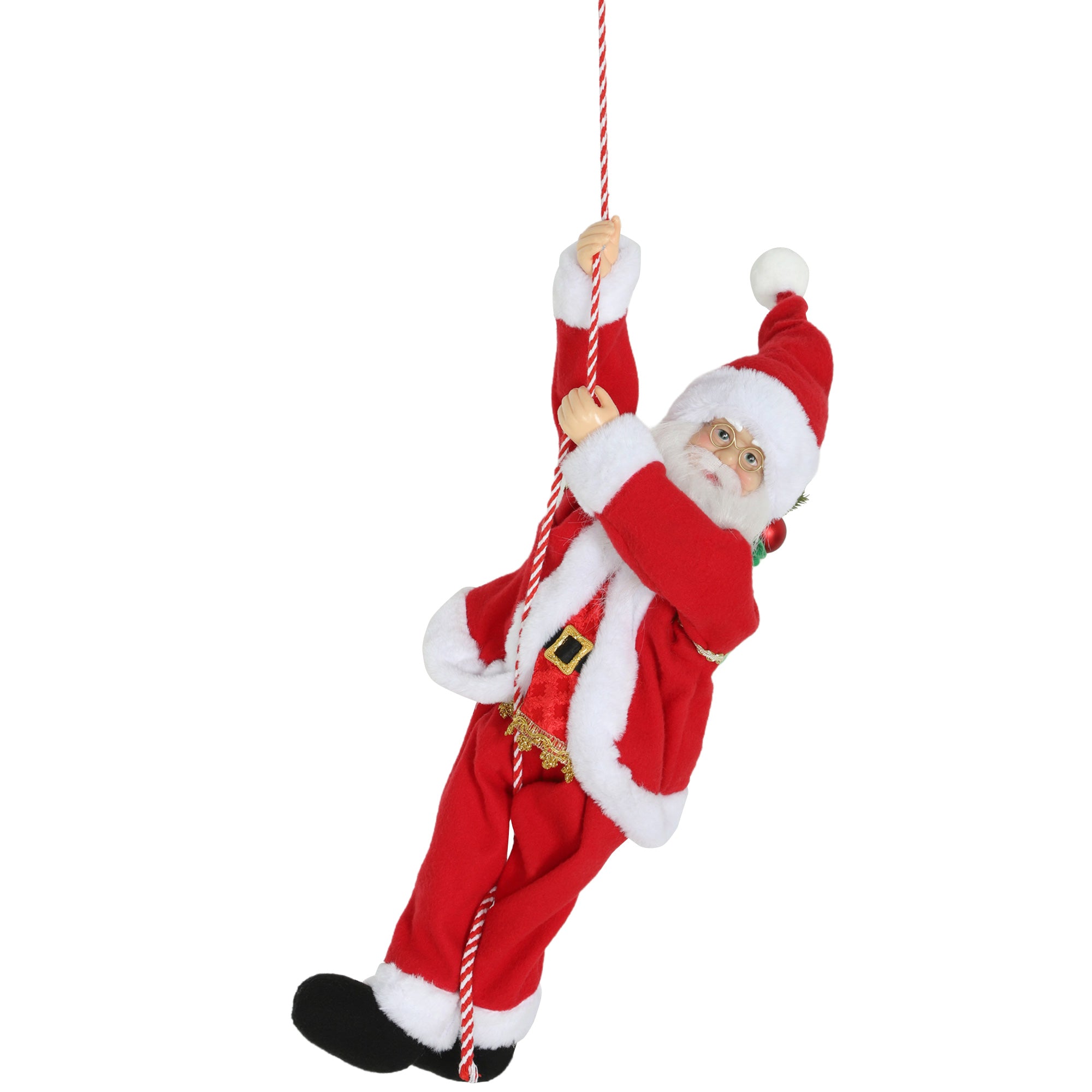Homcom Zingende en Klimmende Kerstman met Touw - Geluidsfunctie - Binnengebruik