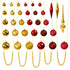 4seasonz® Kerstballen Set 130 Ballen met Piek & Slinger - Goud-Bordeaux