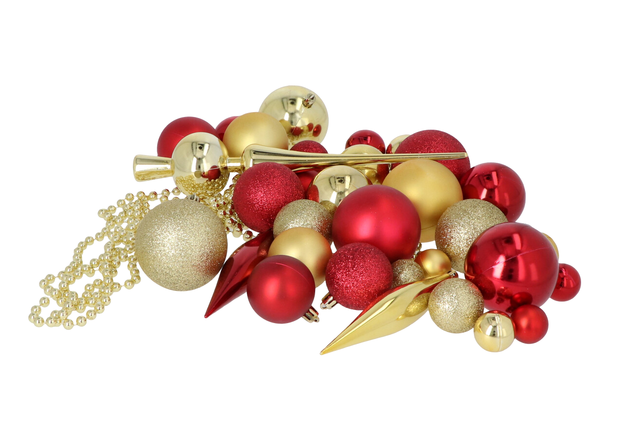 Kerstballen Set 130 Ballen met Piek &amp; Slinger - Goud-Bordeaux