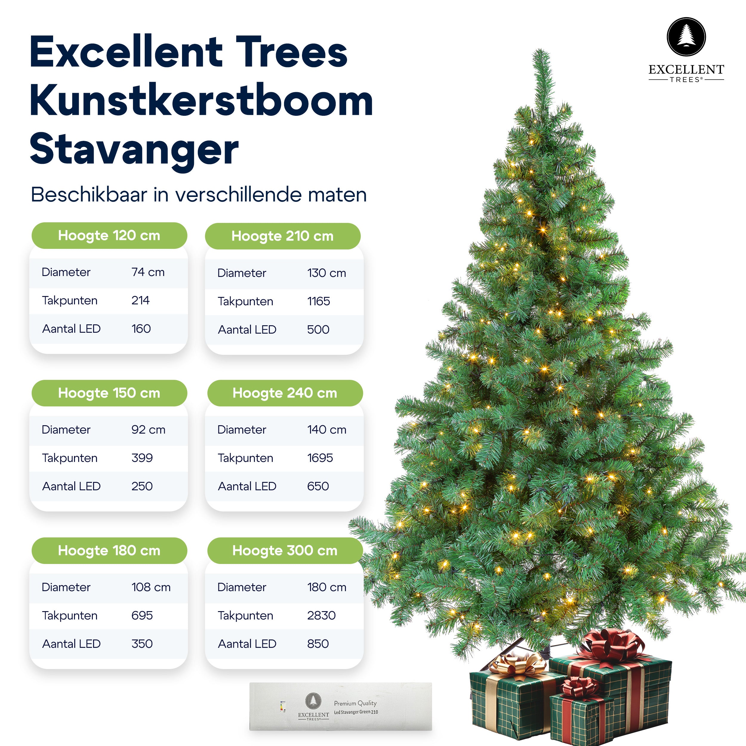 Kerstboom Excellent Trees® LED Stavanger 240 cm met 650 LED Lampjes  - ⌀140cm - ↕240cm