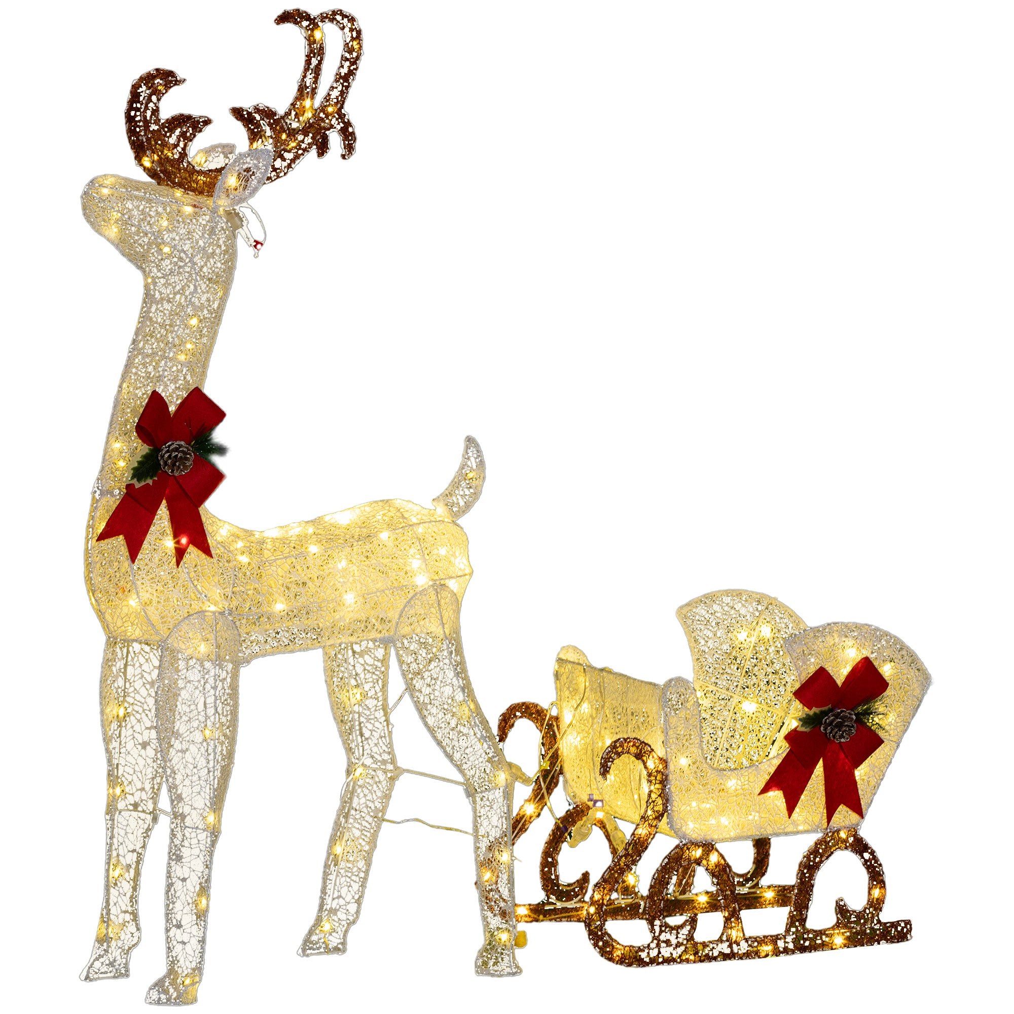 4goodz Outsunny LED kerstdecoratie Rendier met Slee 170 lampjes
