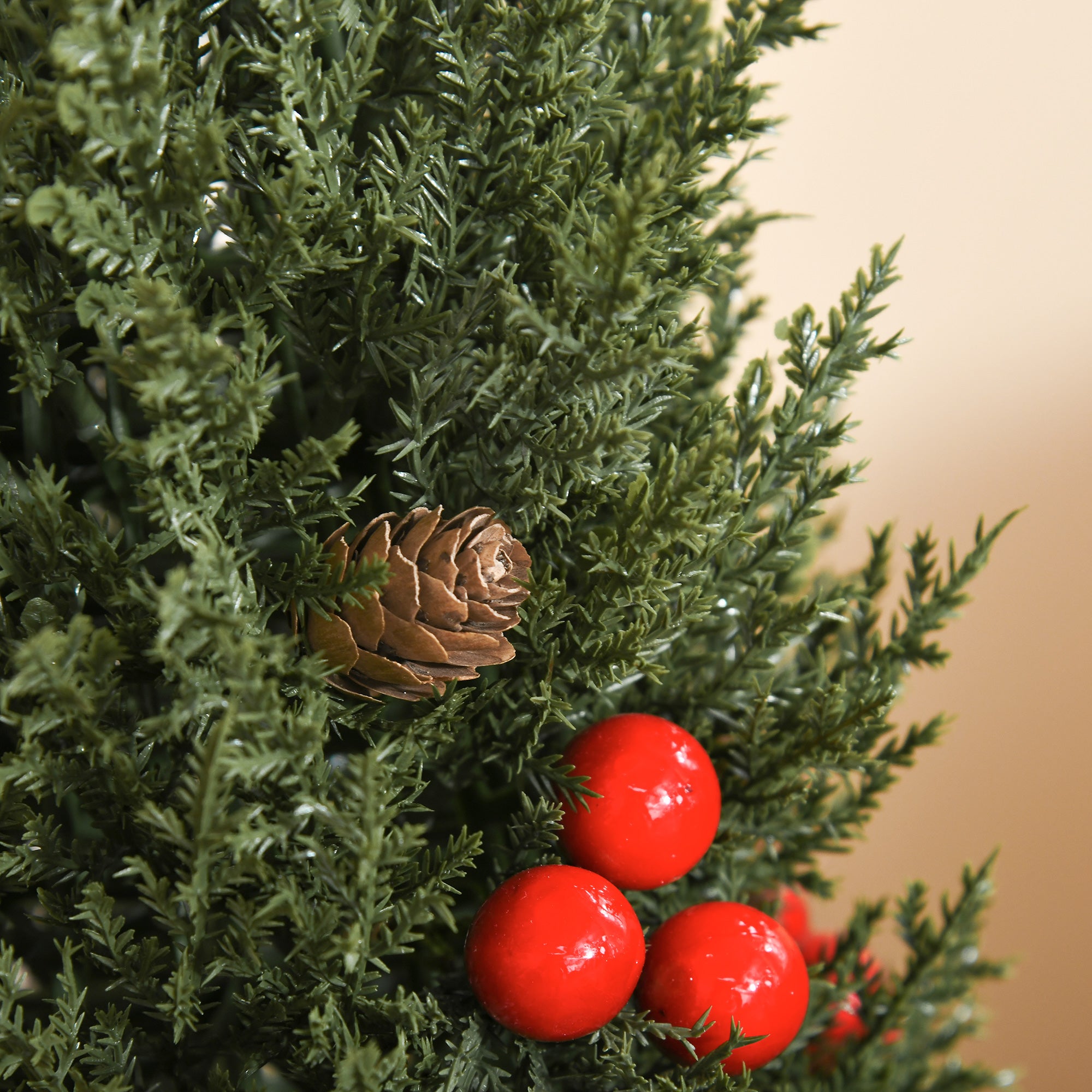 Homcom Mini Kerstboom in Pot 47 cm - met Rode Bessen en Dennenappel