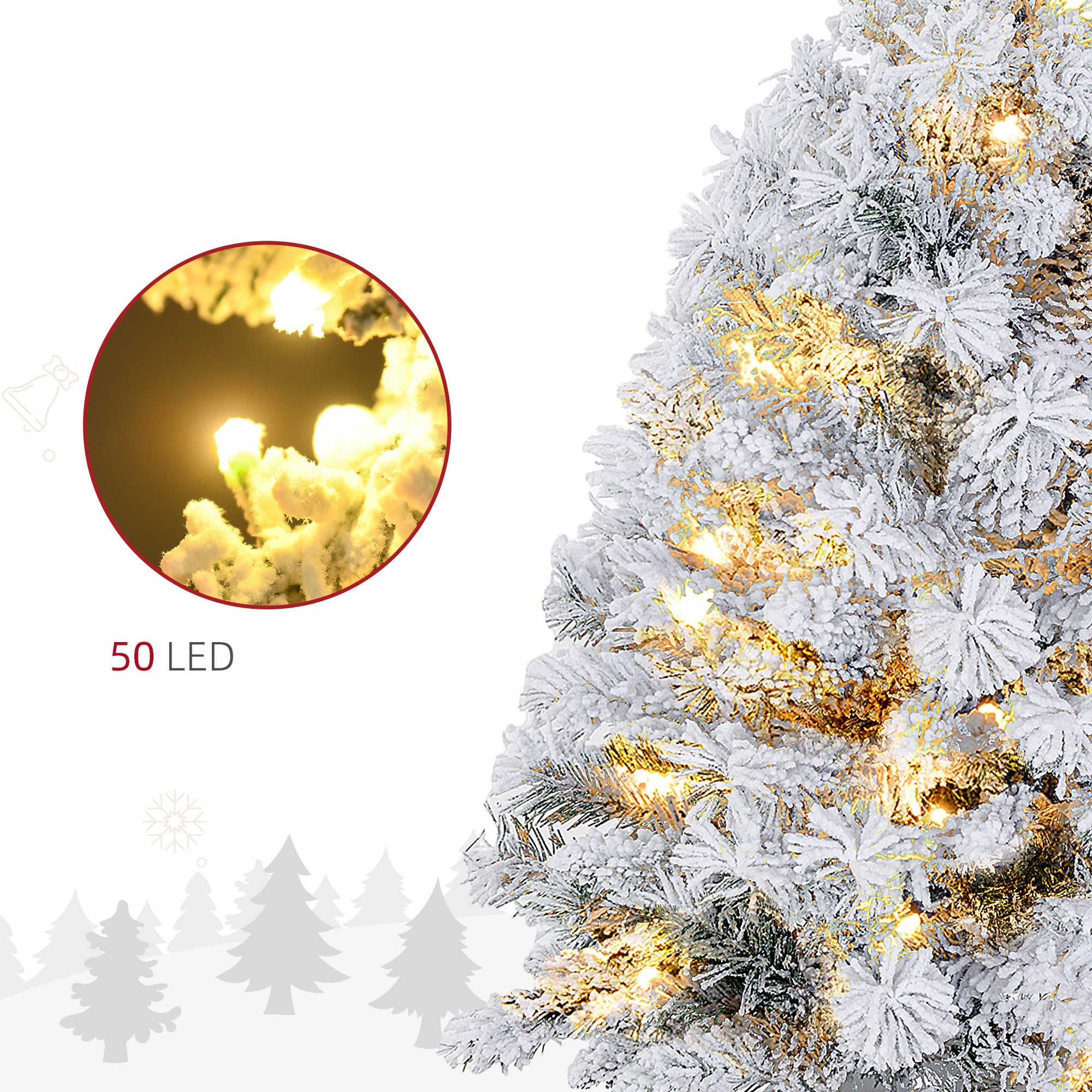 Homcom Mini Kerstboom 92 cm met LED-verlichting sneeuwtakken en dennenappels