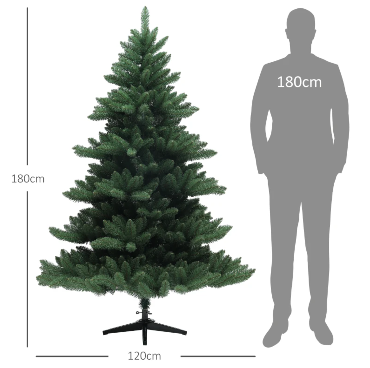 Homcom Kerstboom Nordmann-spar - 180 cm - Ø120 cm Breed
