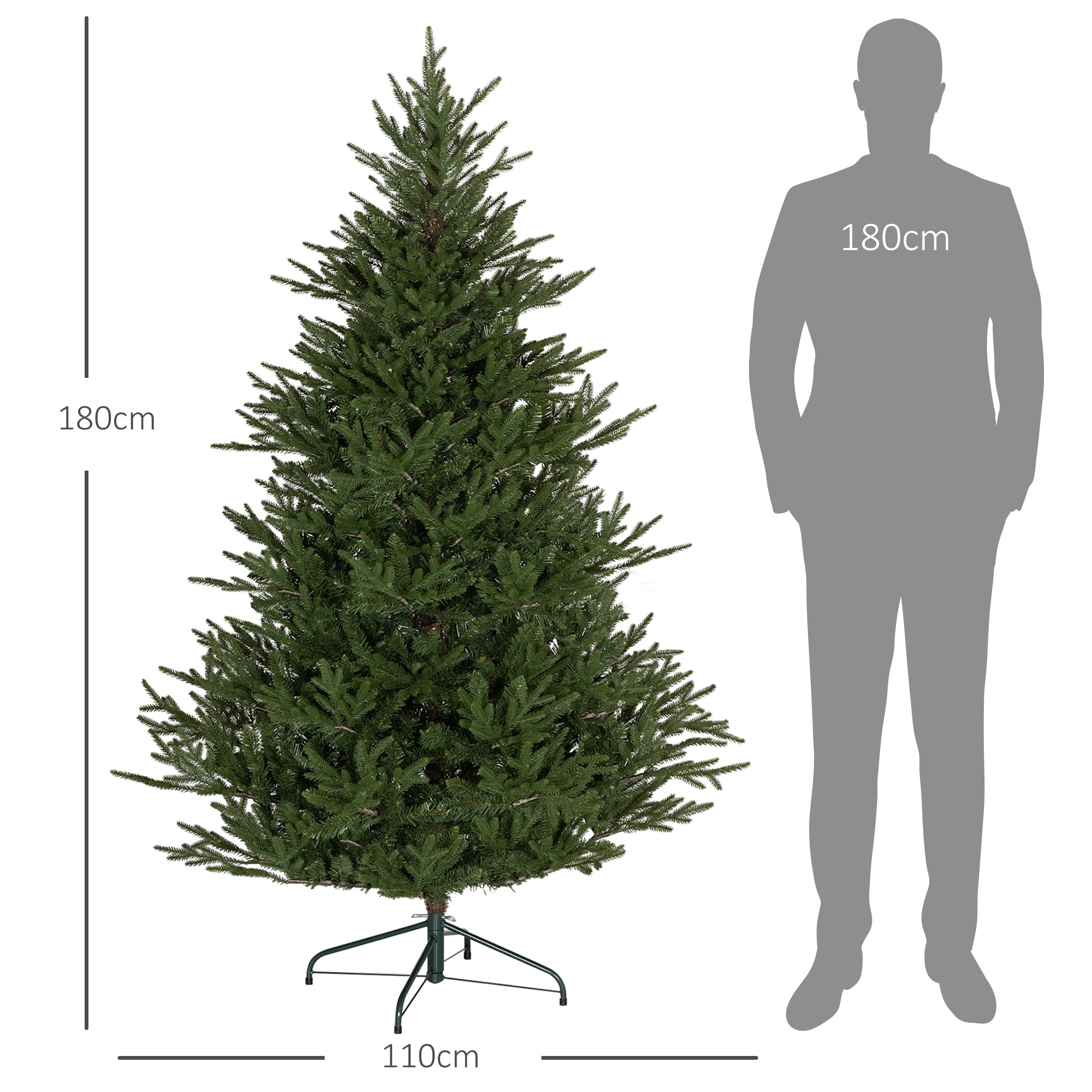 Homcom Kunstkerstboom 183 cm - realistisch uiterlijk - snelle montage, -incl. standaard