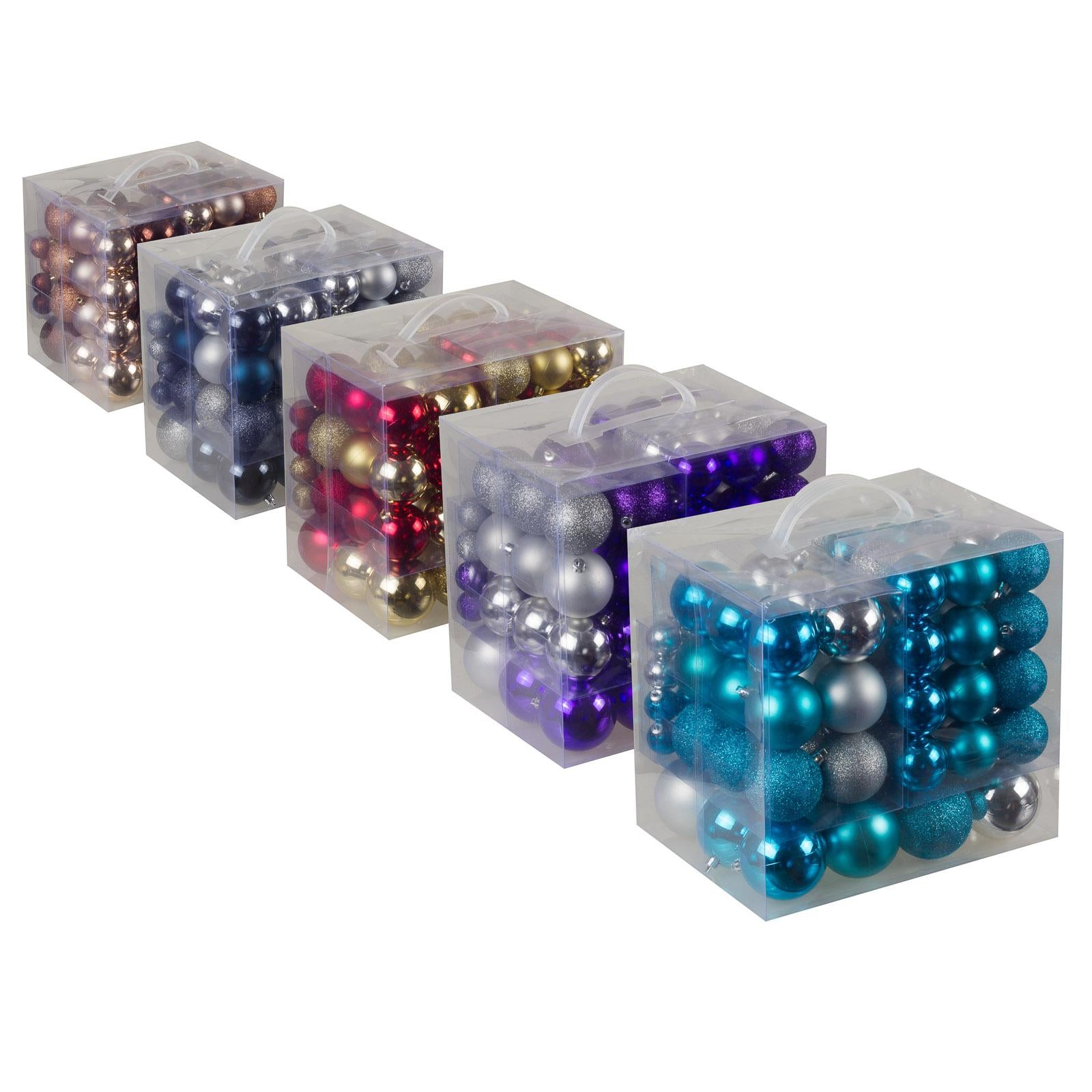 4seasonz® Kunststof Kerstballen set 120 ballen - plastic - Zilver/Paars