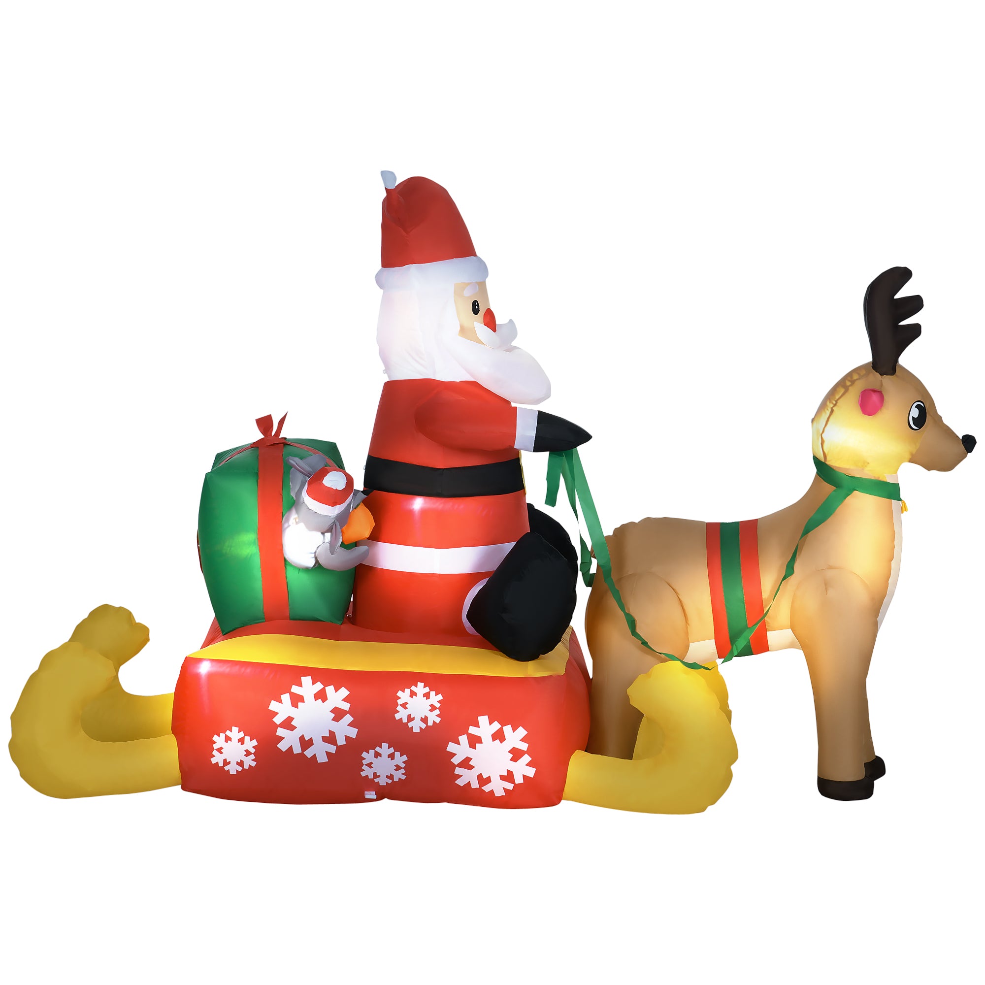 Homcom Opblaasbare Kerstman met slee en rendier met LED-verlichting