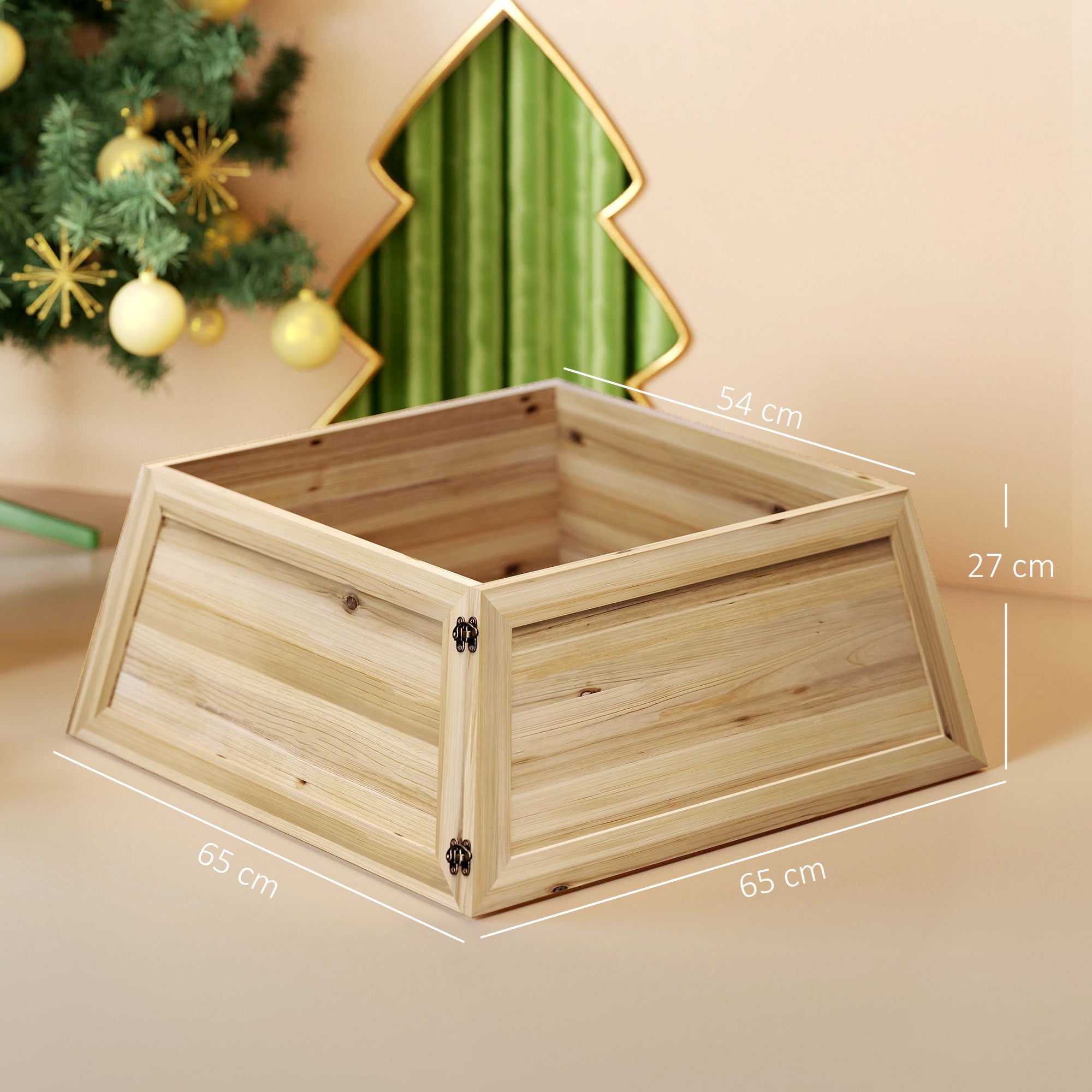4goodz Kerstboomrok 65 x 65 cm - Kerstboommand van vurenhout - Bruin