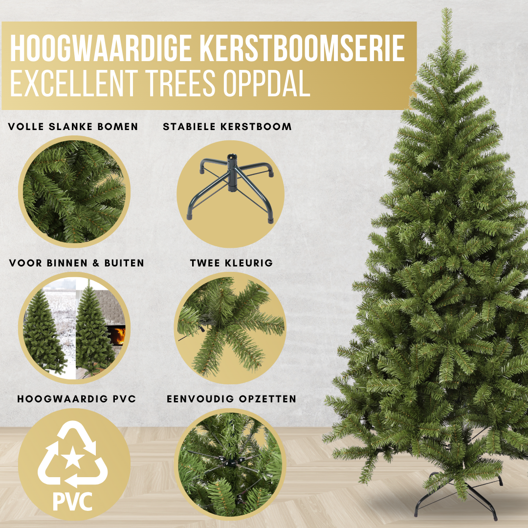 Excellent Trees® Oppdal 240 cm Kerstboom kunststof - Smalle kunstkerstboom ⌀125cm - ↕240cm