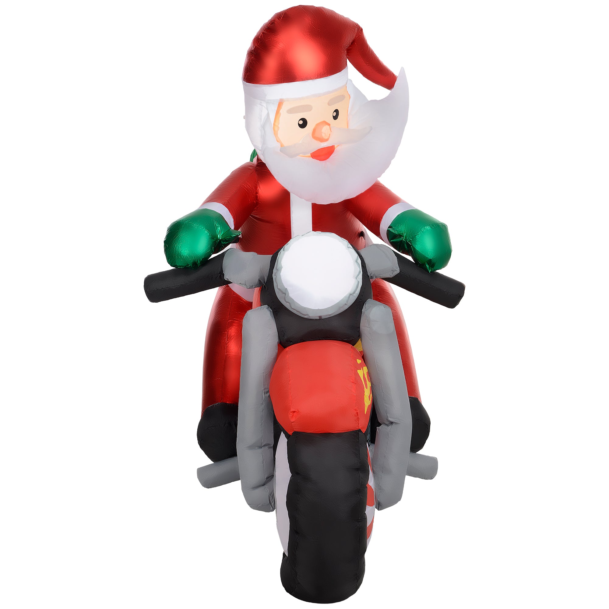 Kerstman op de motor met LED Verlichting Opblaasbaar - Weerbestendig 180x95x170 cm