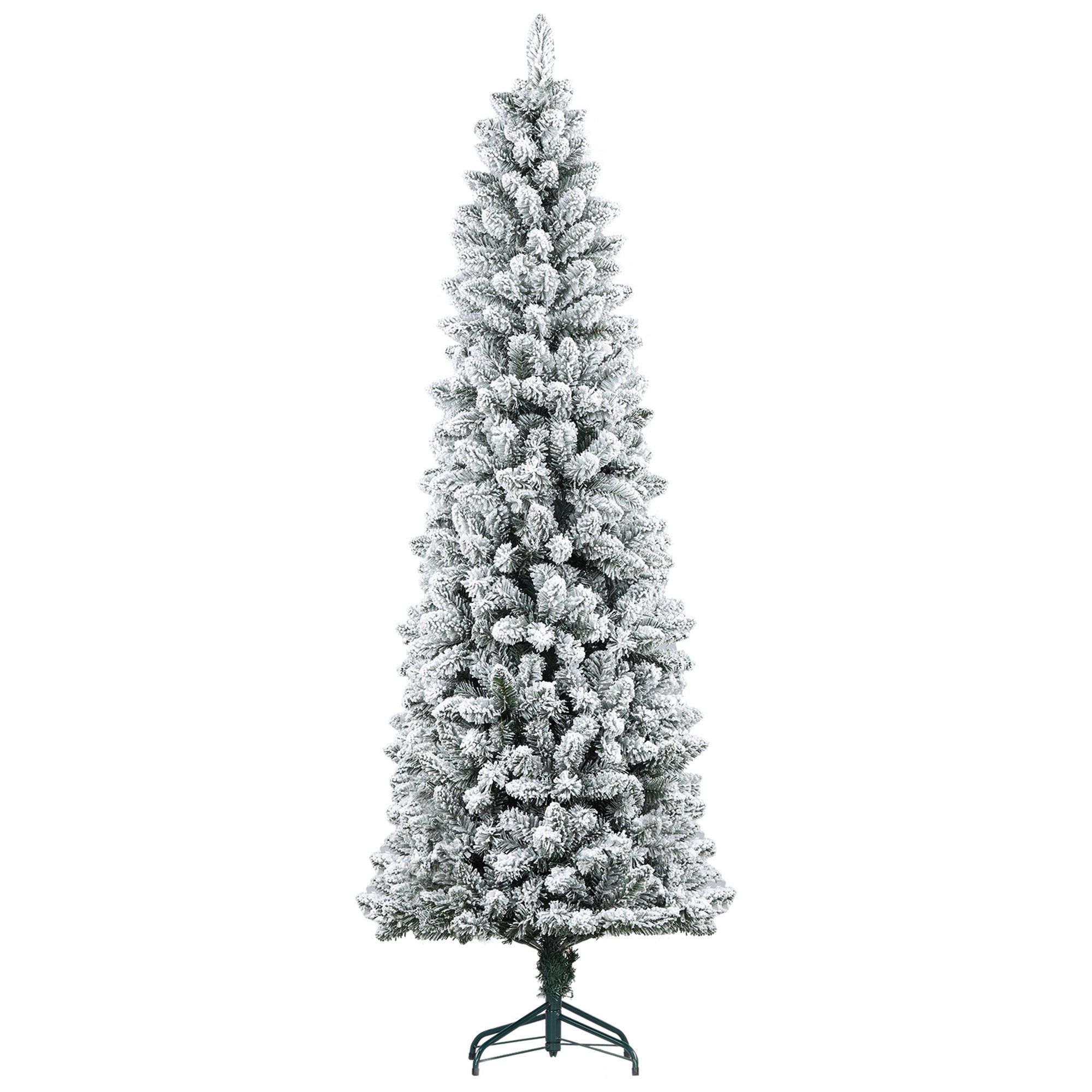 4goodz Kunstkerstboom Slank met Sneeuw 210cm - groen/wit