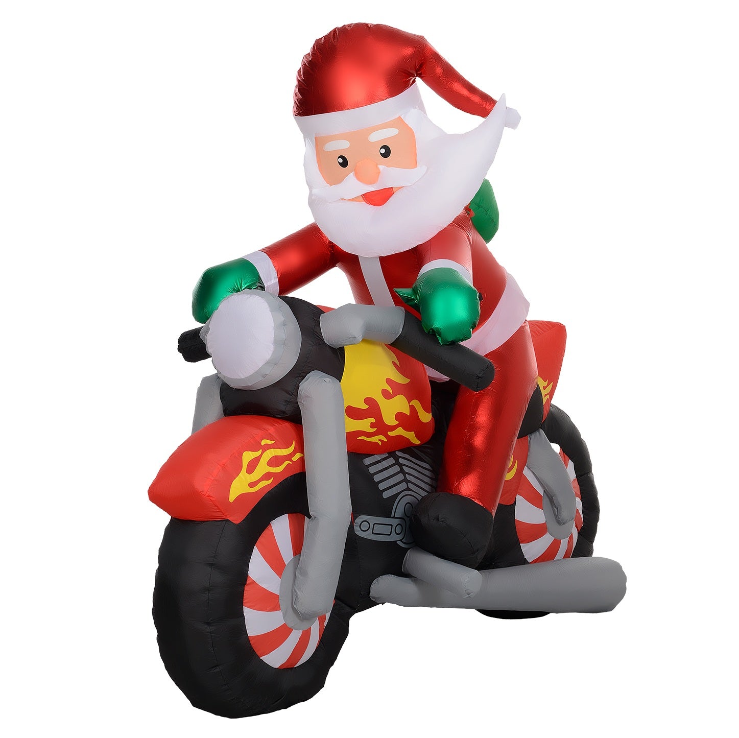 Kerstman op de motor met LED Verlichting Opblaasbaar - Weerbestendig 180x95x170 cm