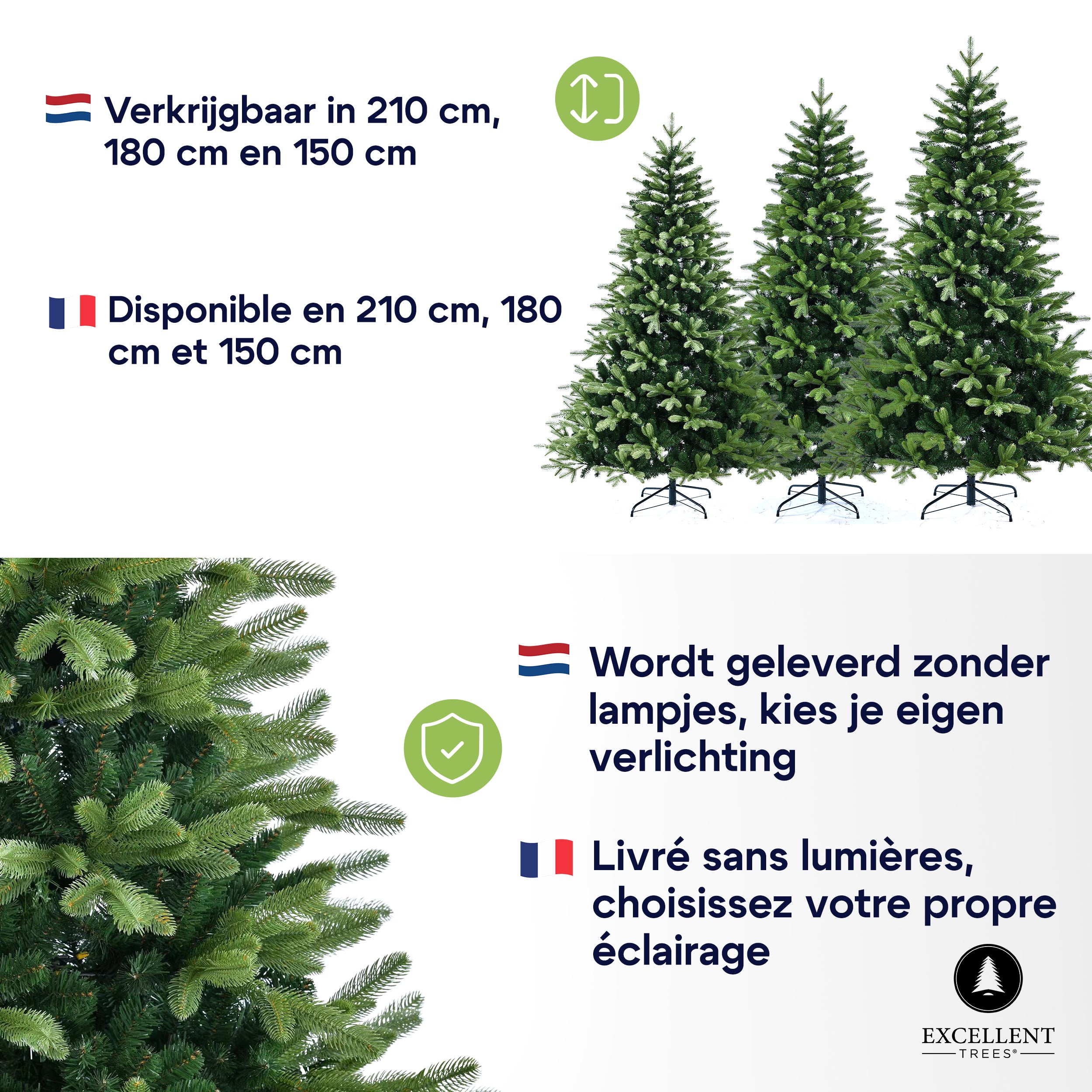 Kerstboom Excellent Trees® Hallvik 210 cm - PE+PVC - ⌀135cm - 210cm