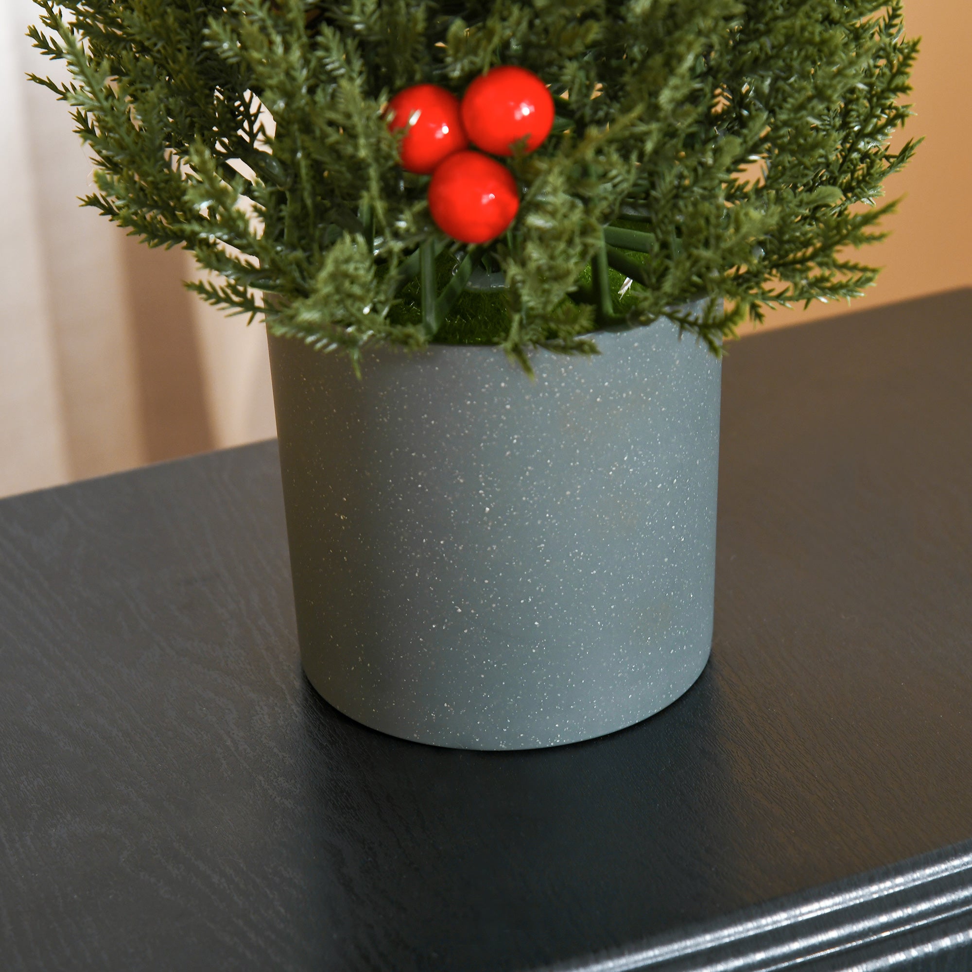 Homcom Mini Kerstboom in Pot 47 cm - met Rode Bessen en Dennenappel