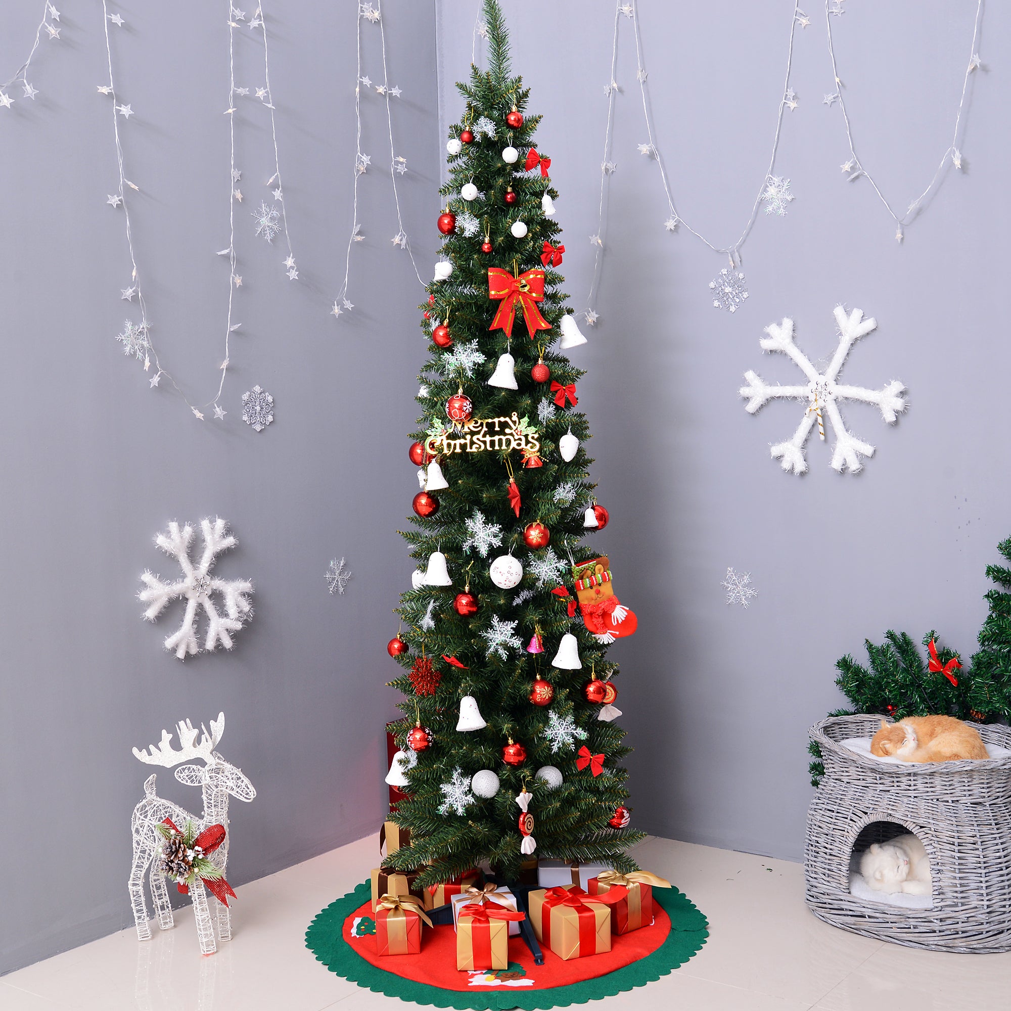 4goodz Kerstboom Smal incl. standaard 210 cm - Groen
