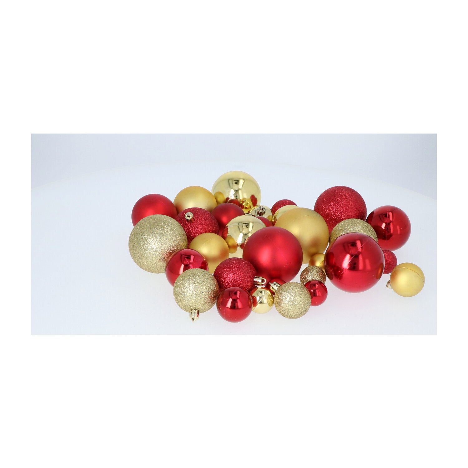 4seasonz® Kerstballen Set 130 Ballen met Piek & Slinger - Goud-Bordeaux