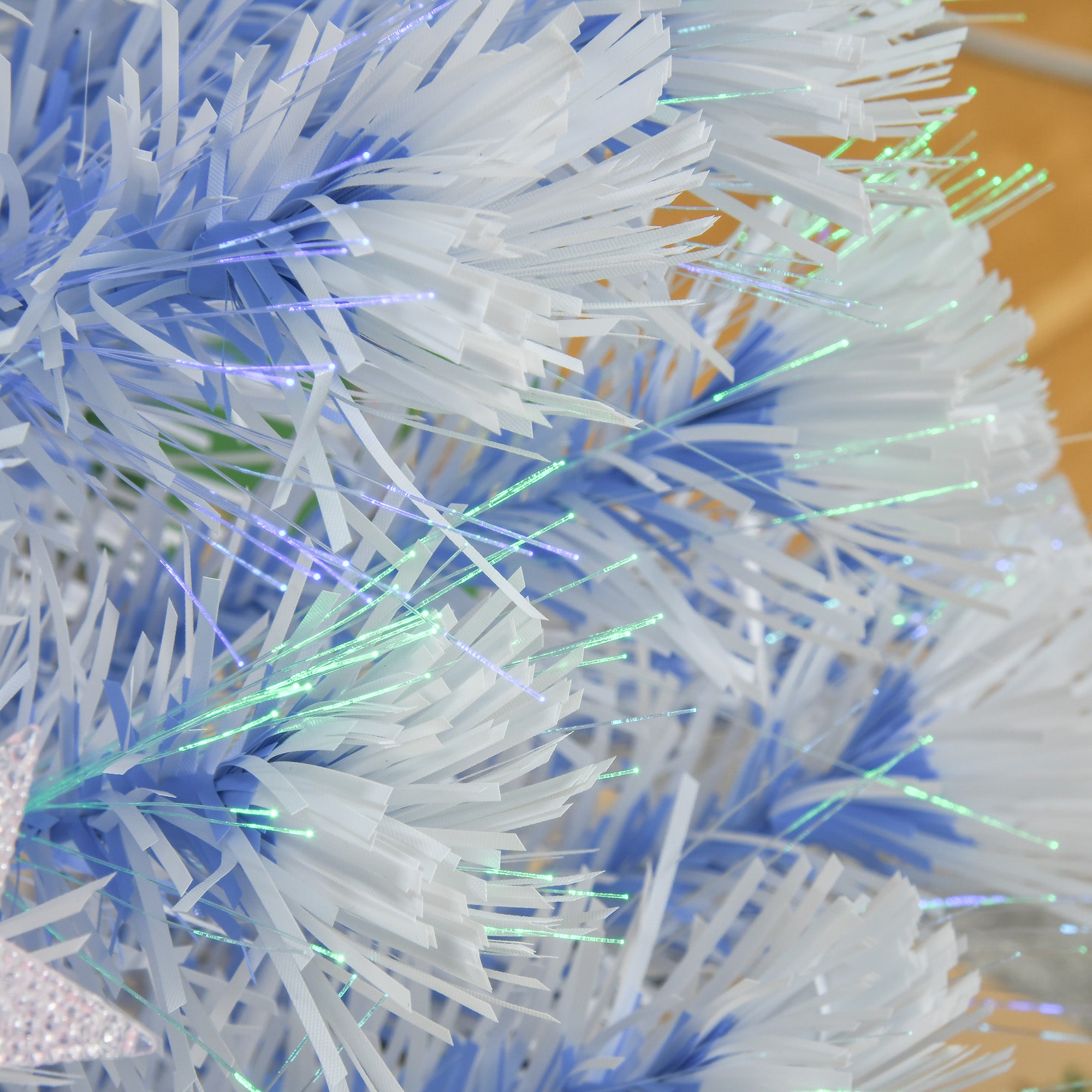 4goodz Kunstkerstboom multi-fiberoptiek met 3 kleuren LED-lampjes 120 cm - Wit/Blauw