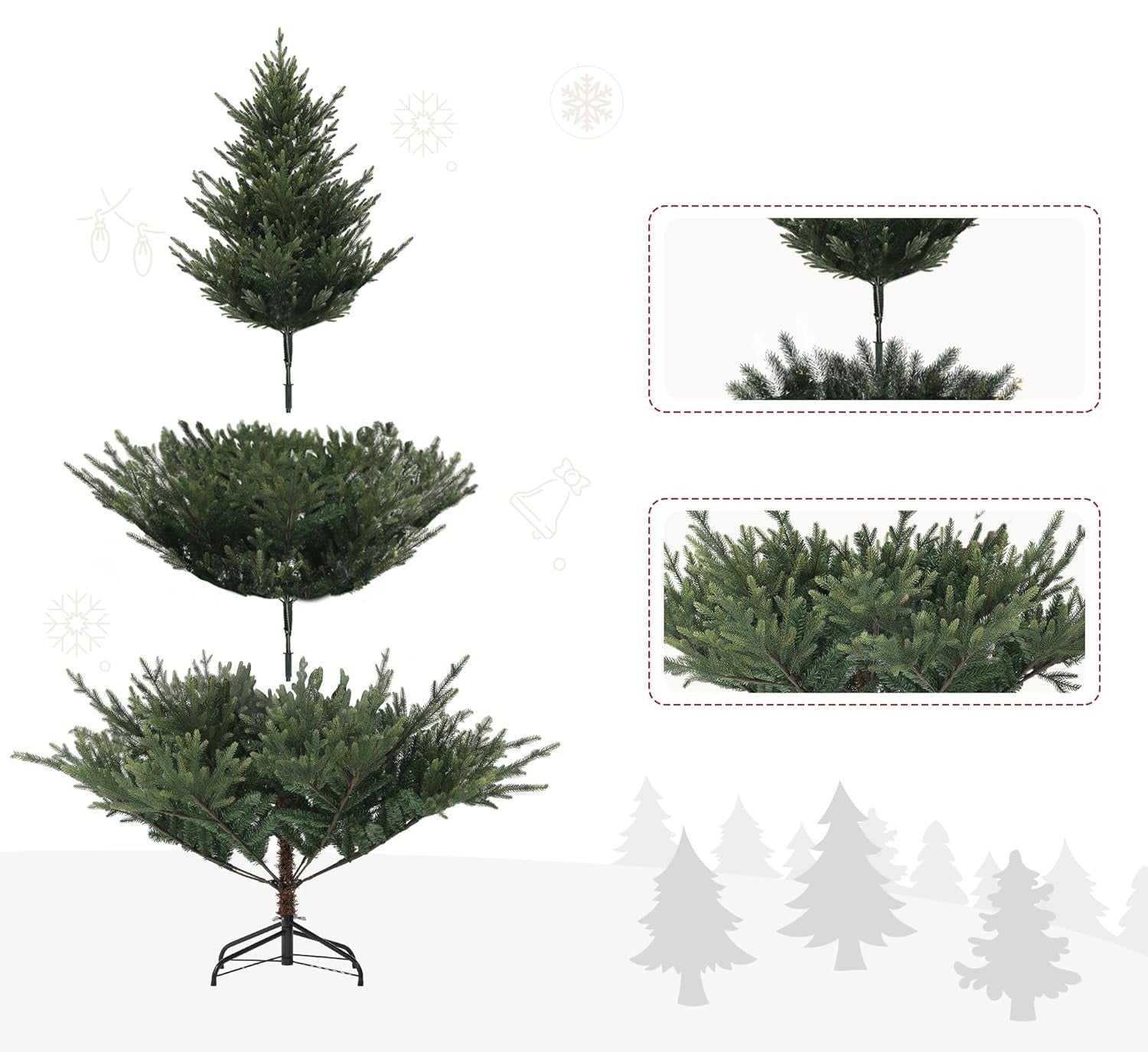 Kunstkerstboom van Noorse spar met 1046 punten, metalen voet, groen
