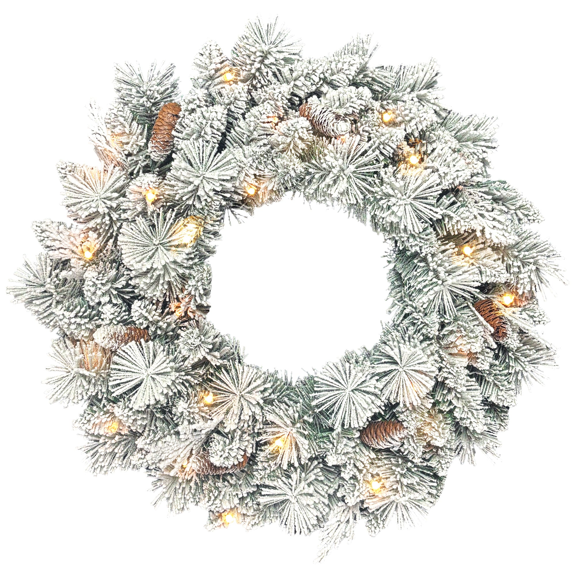 Homcom Kerstkrans met LED-verlichting Sneeuw en Dennenappels  Ø60 cm