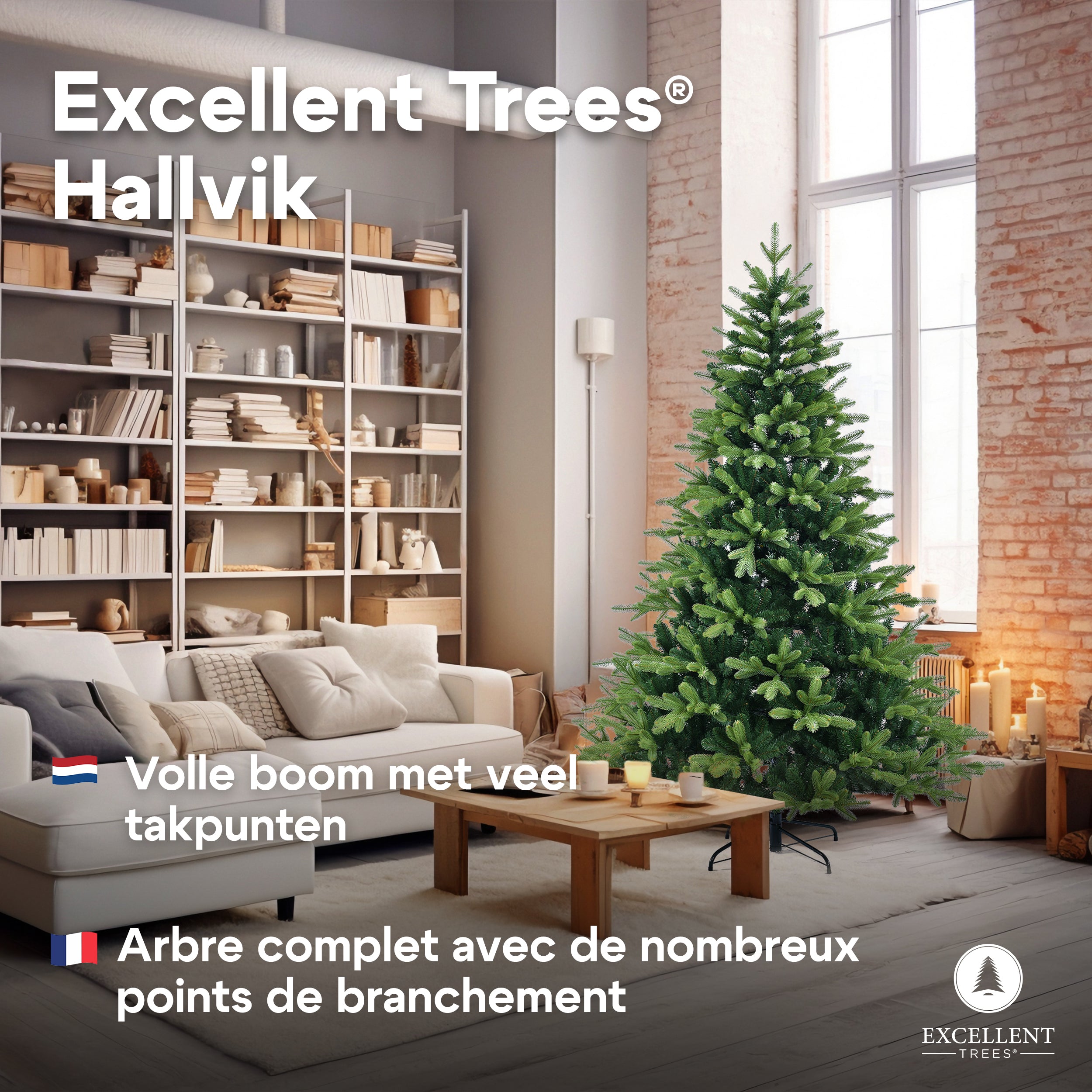 Kerstboom Excellent Trees® Hallvik 210 cm - PE+PVC - ⌀135cm - 210cm