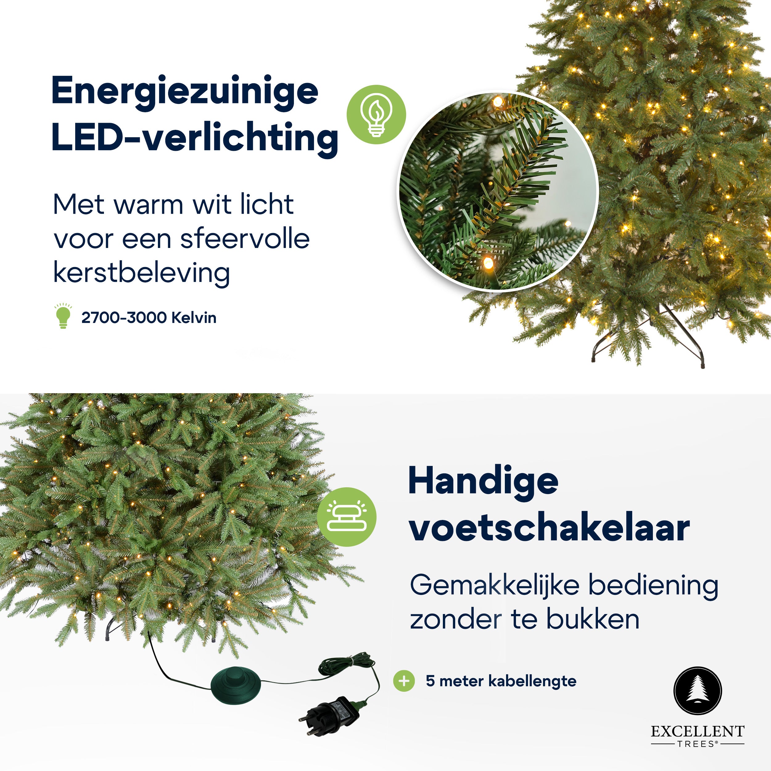 Excellent Trees® LED Ulvik 210 cm - Premium Kerstboom met 460 lampjes  ⌀140cm - 210cm