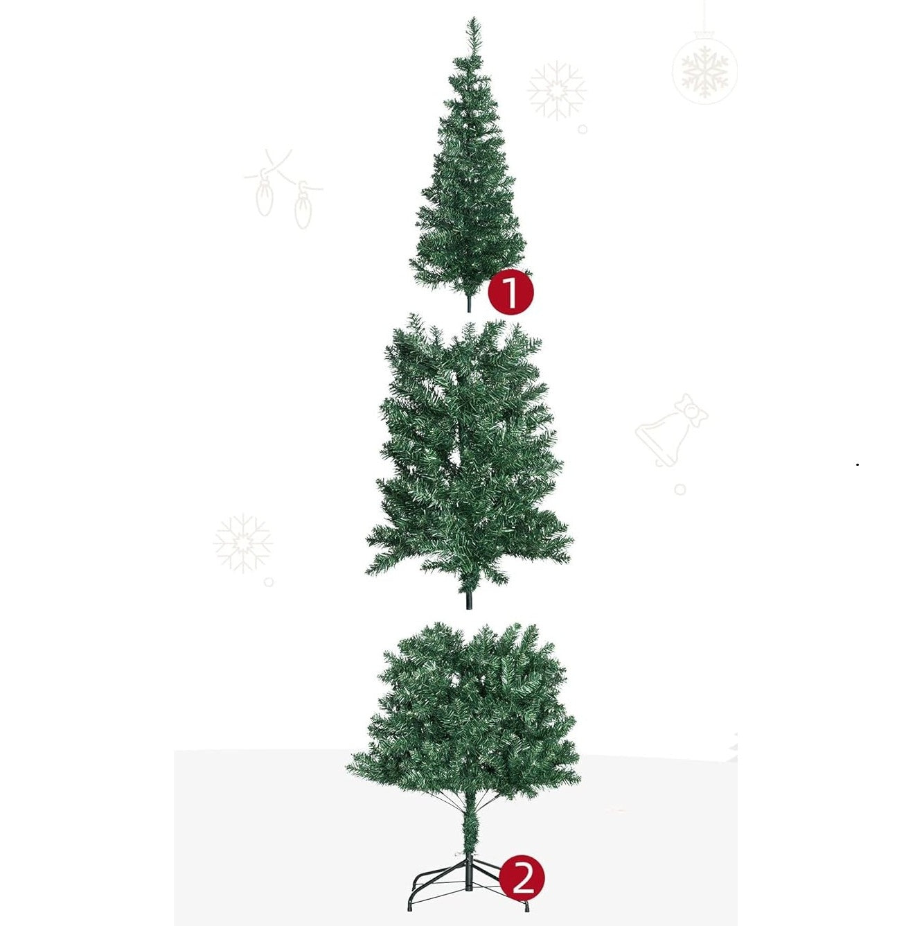 Homcom Kunstkerstboom Smal met metalen standaard - 210 cm - Ø81 cm