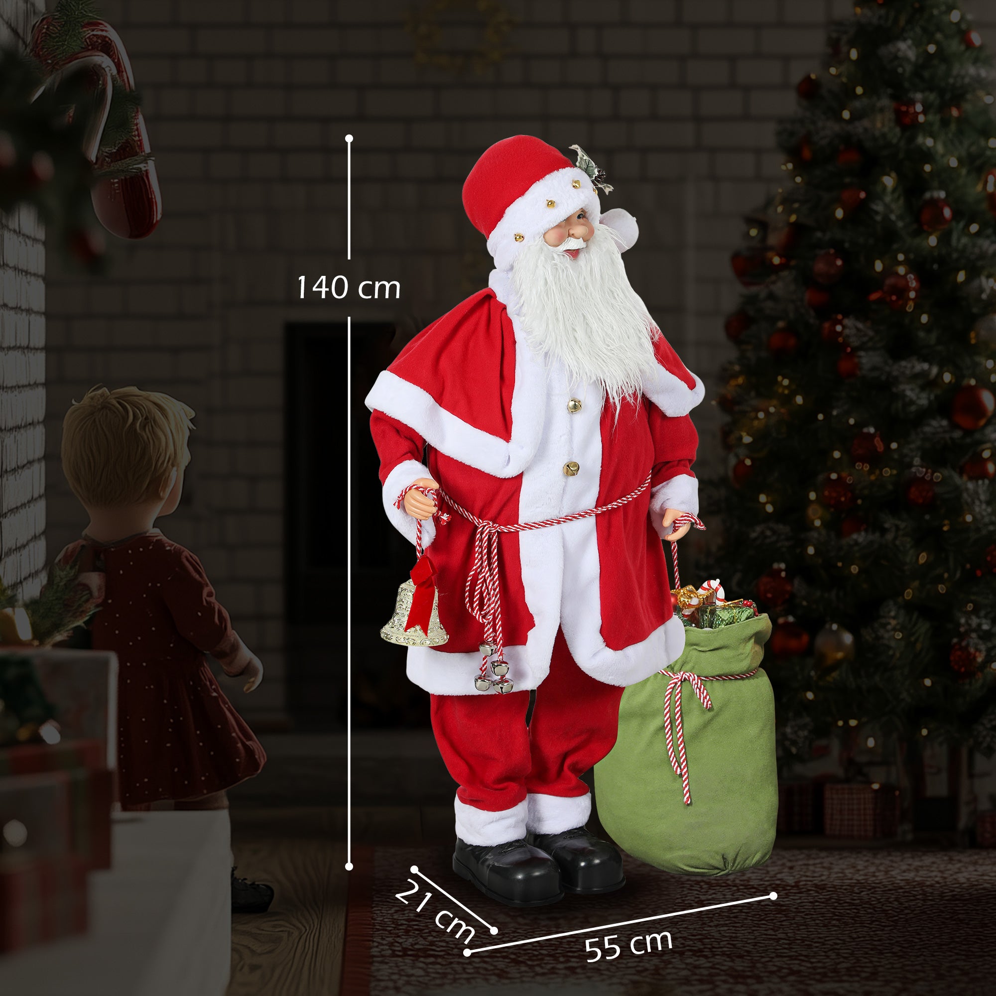 Homcom Kerstman Beweegbaar met geluidssensor - gelach & muziek - 140 cm