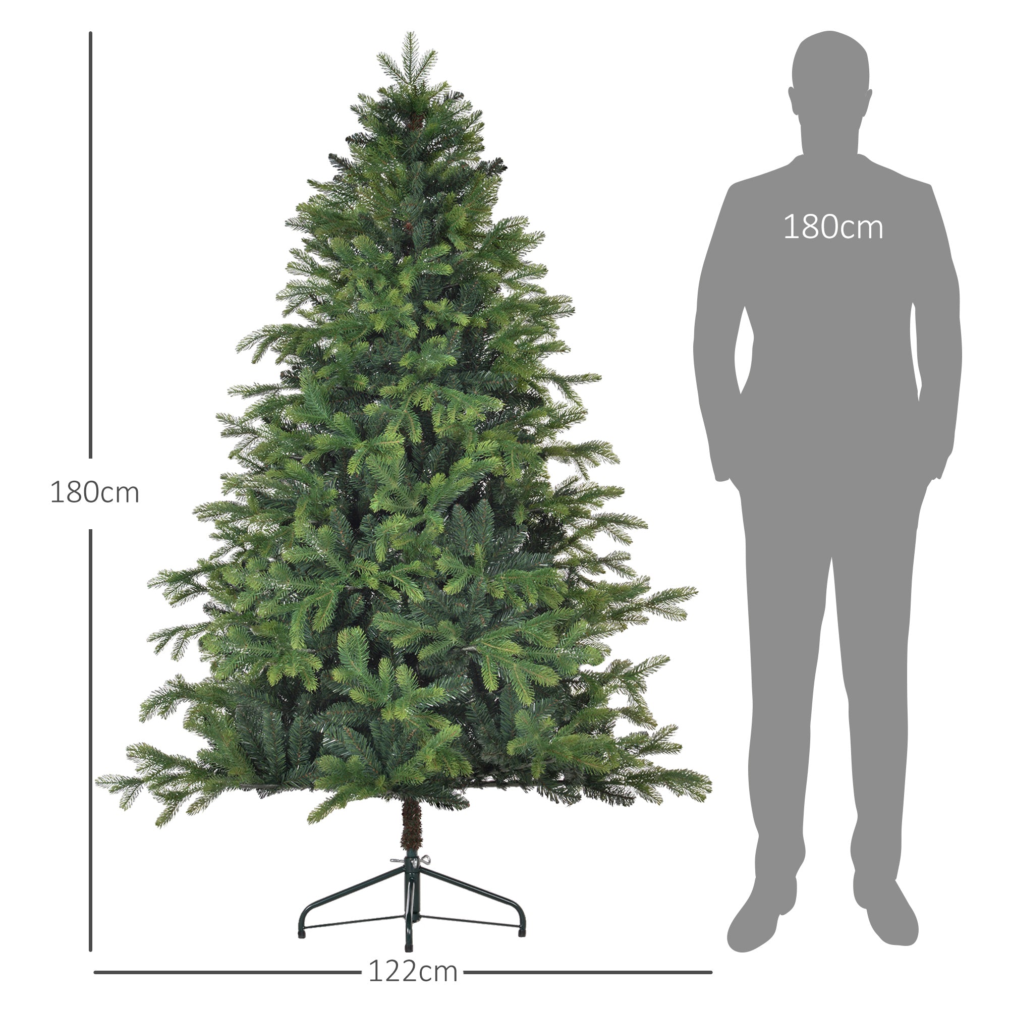 Homcom Kunstkerstboom met stevige metalen voet 183 cm - Groen