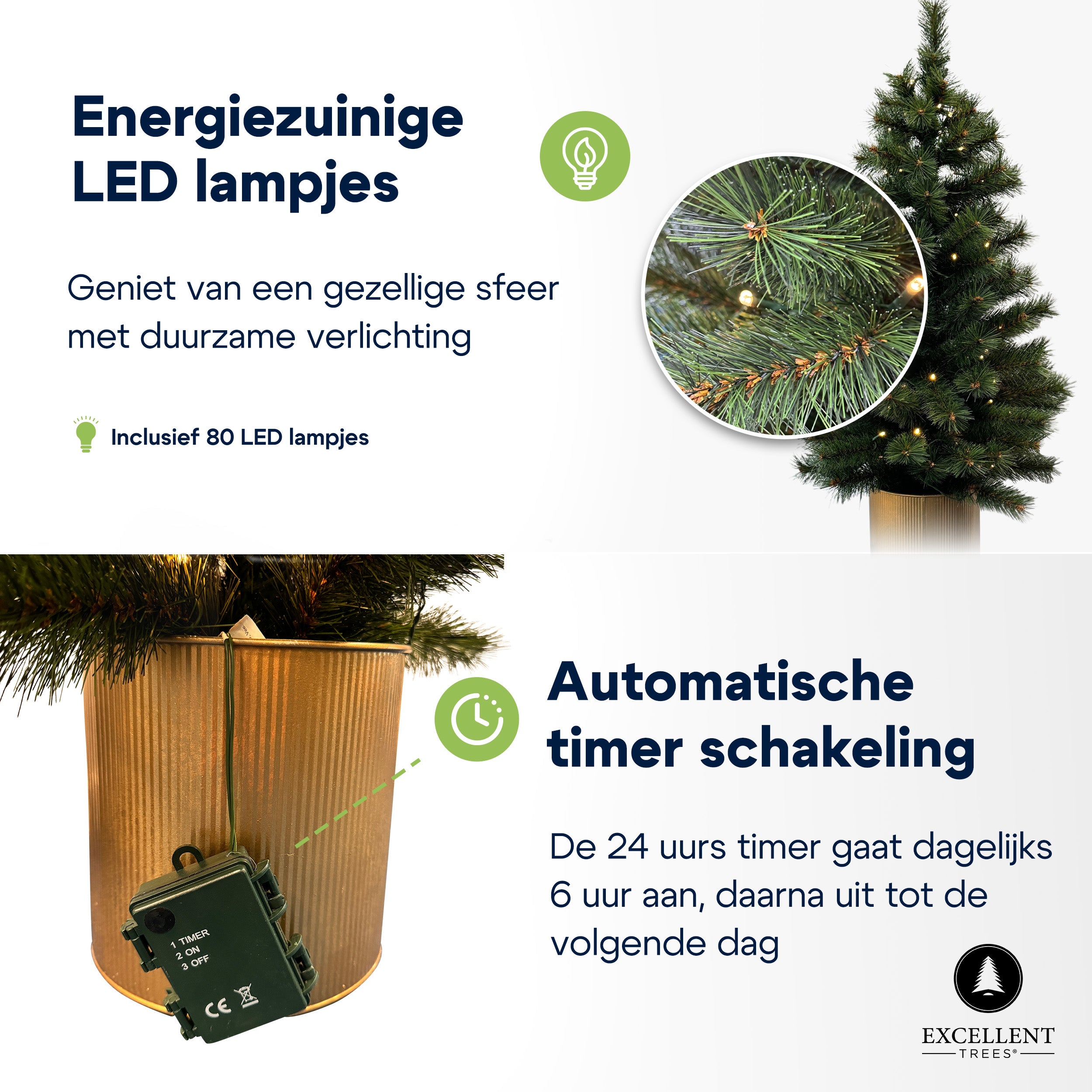 Excellent Trees® Husby Kerstboom 90 cm - Pot - 80 LED op Batterijen