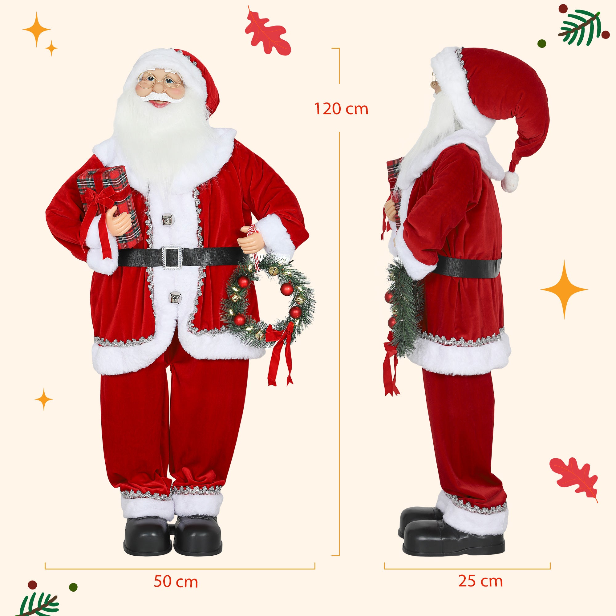 Homcom Bewegende Kerstman op Batterijen 120 cm - Geluidsactivering