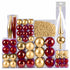 4seasonz® Kerstballen Set 130 Ballen met Piek & Slinger - Goud-Bordeaux