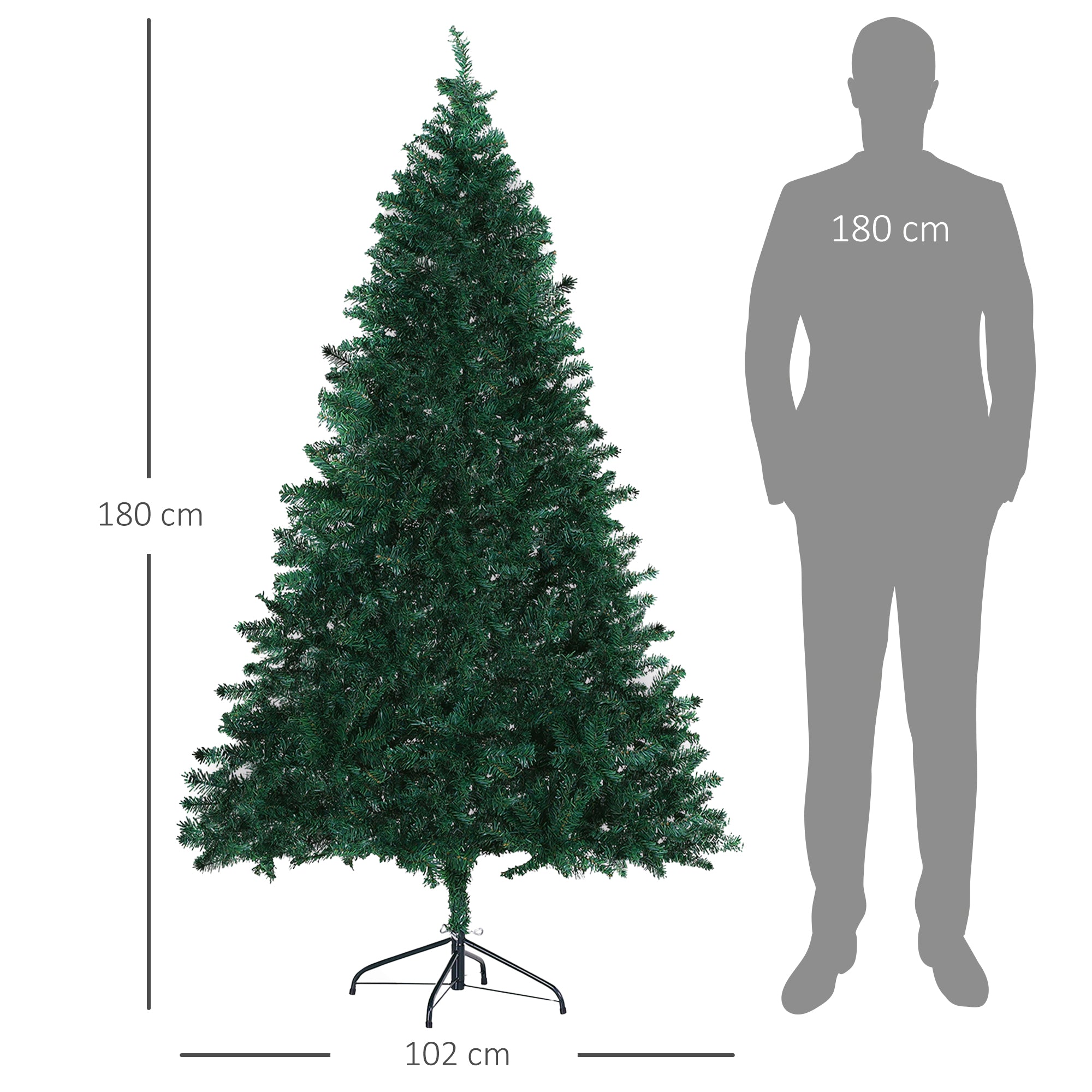 Homcom Kerstboom 180 cm met standaard 102 cm doorsnede - Groen