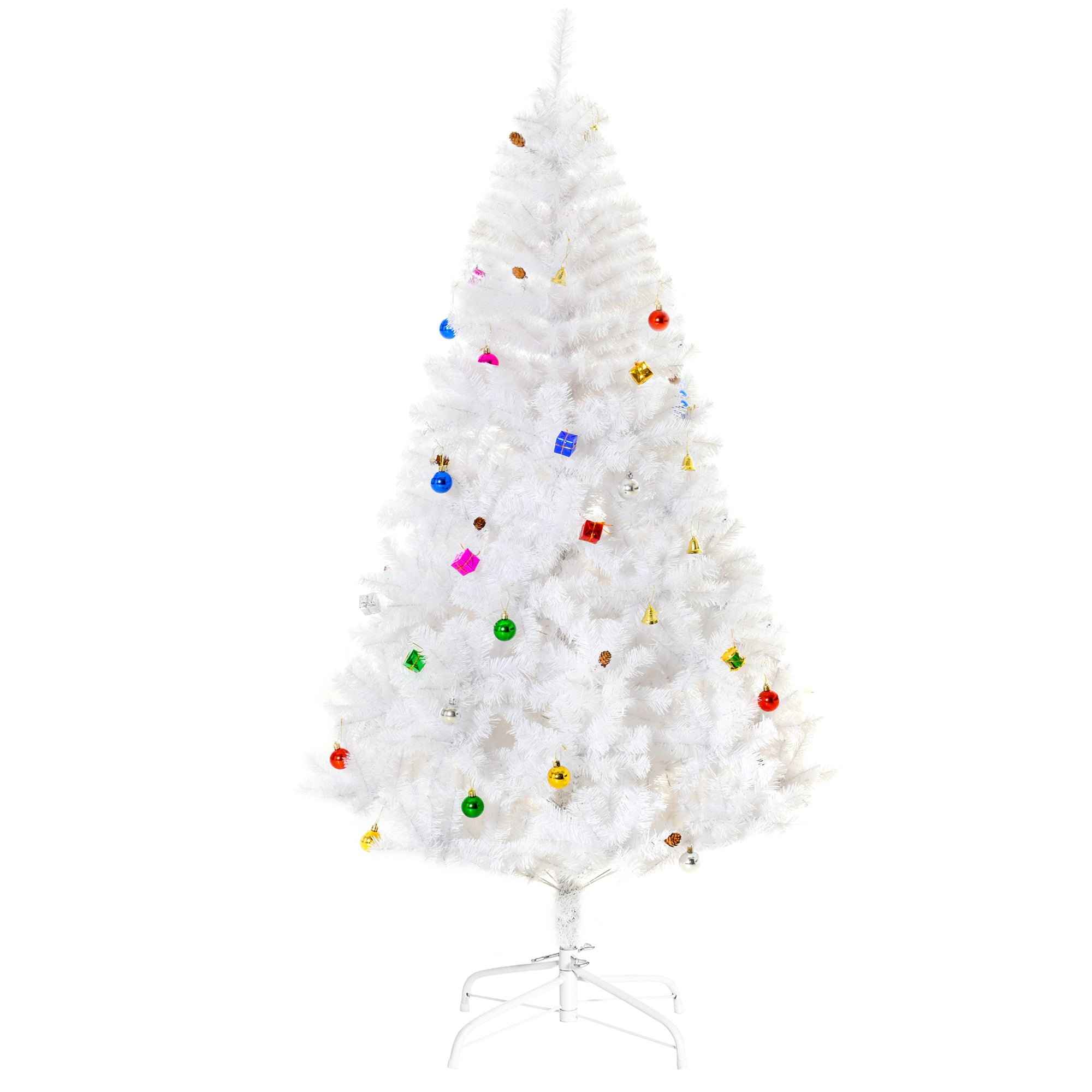 Witte Kunstkerstboom Kant-en-Klaar met decoratie Ø105cm - 180 cm - Wit