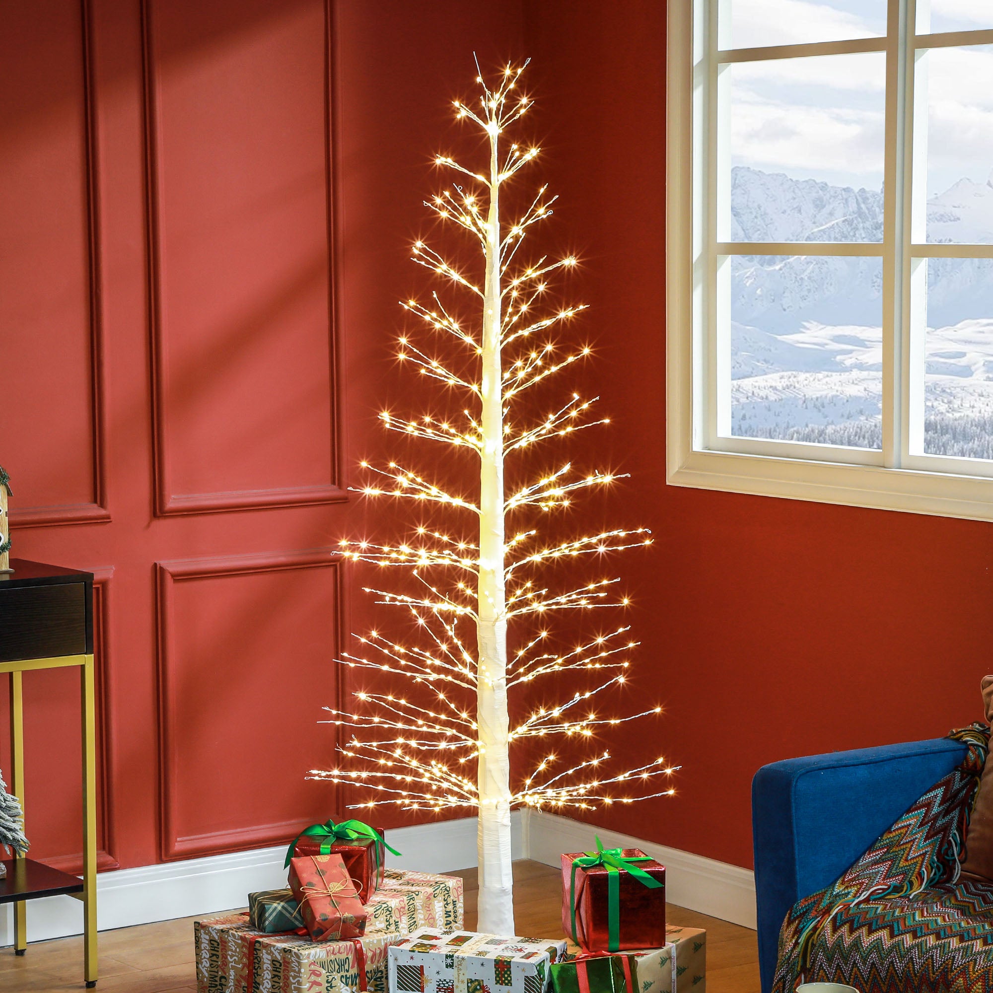 Homcom Kunstkerstboom abstract met LED-verlichting - 180 cm hoog - Wit