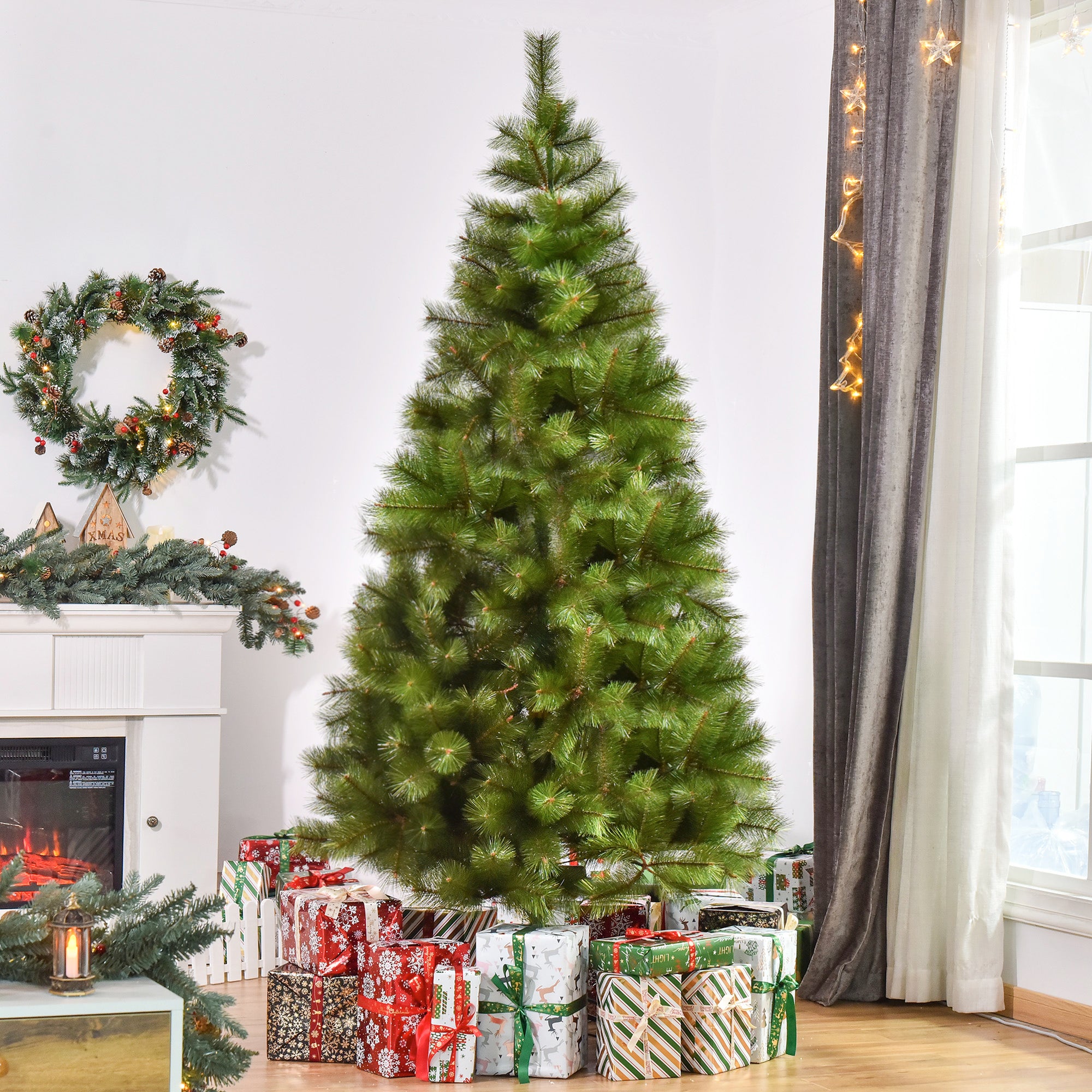 Homcom Kunstkerstboom met standaard - Ø 90 x 210 H cm - Groen