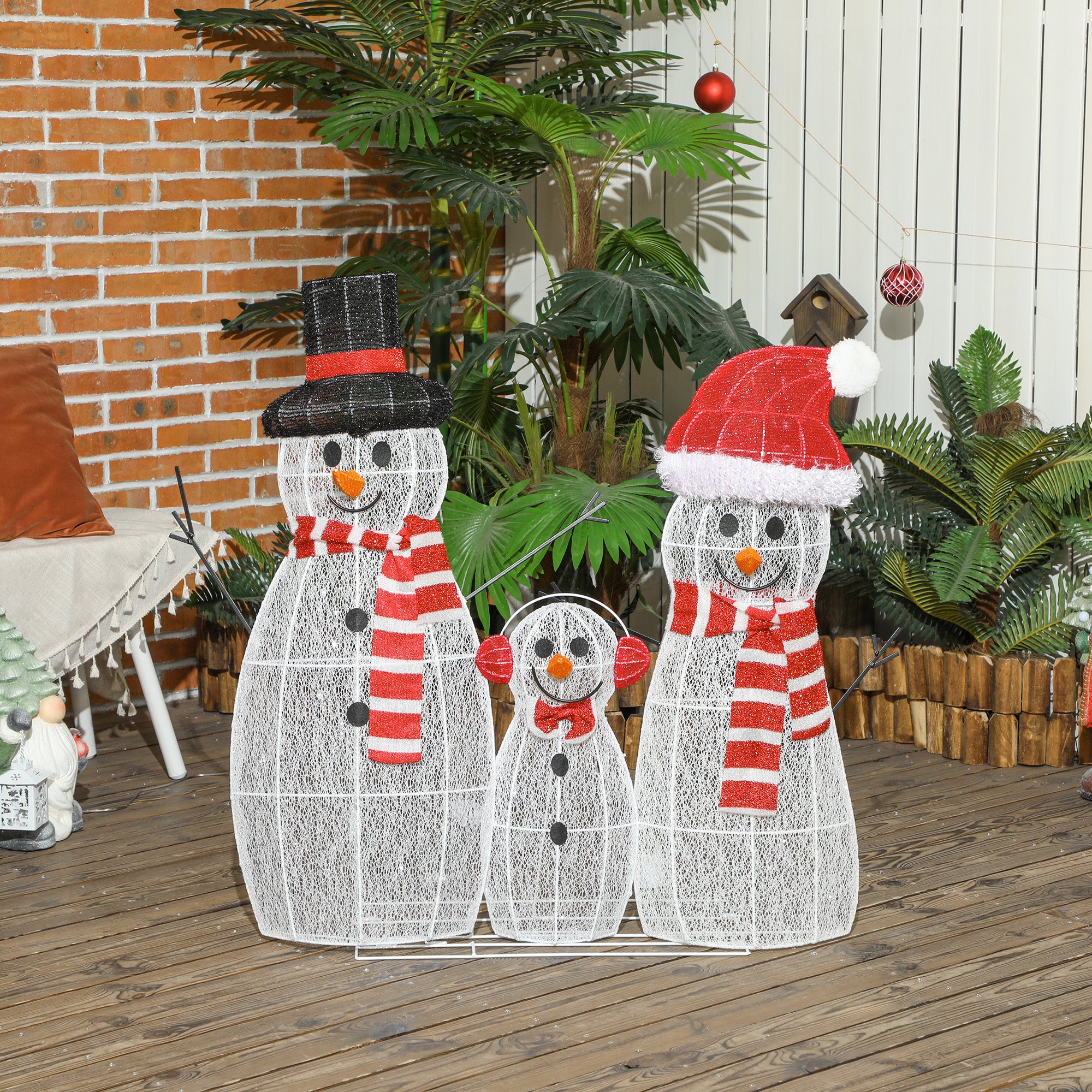 4goodz kerstfiguur Set van Sneeuwmannen met verlichting 148 LED - wit