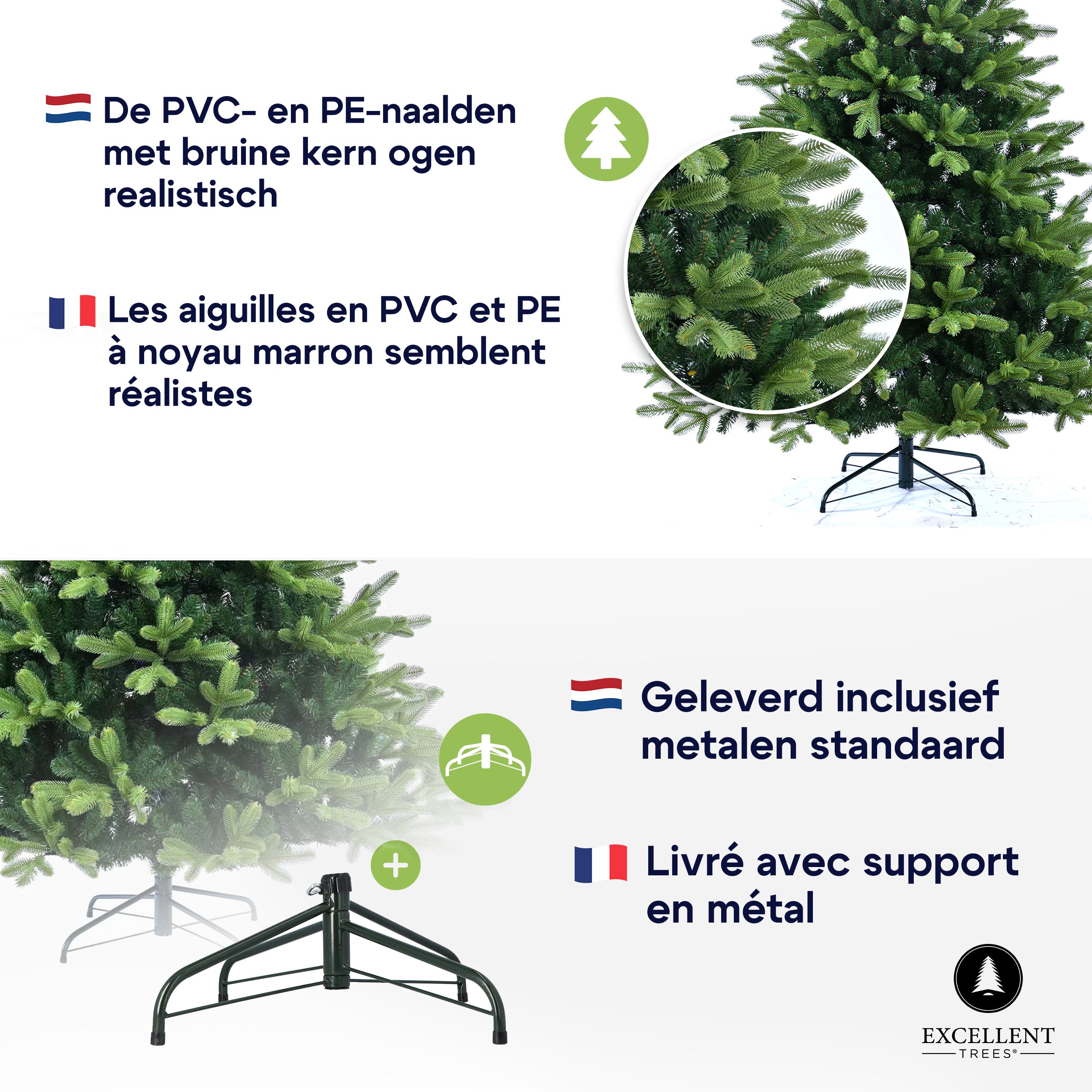Kerstboom Excellent Trees® Hallvik 210 cm - PE+PVC - ⌀135cm - 210cm